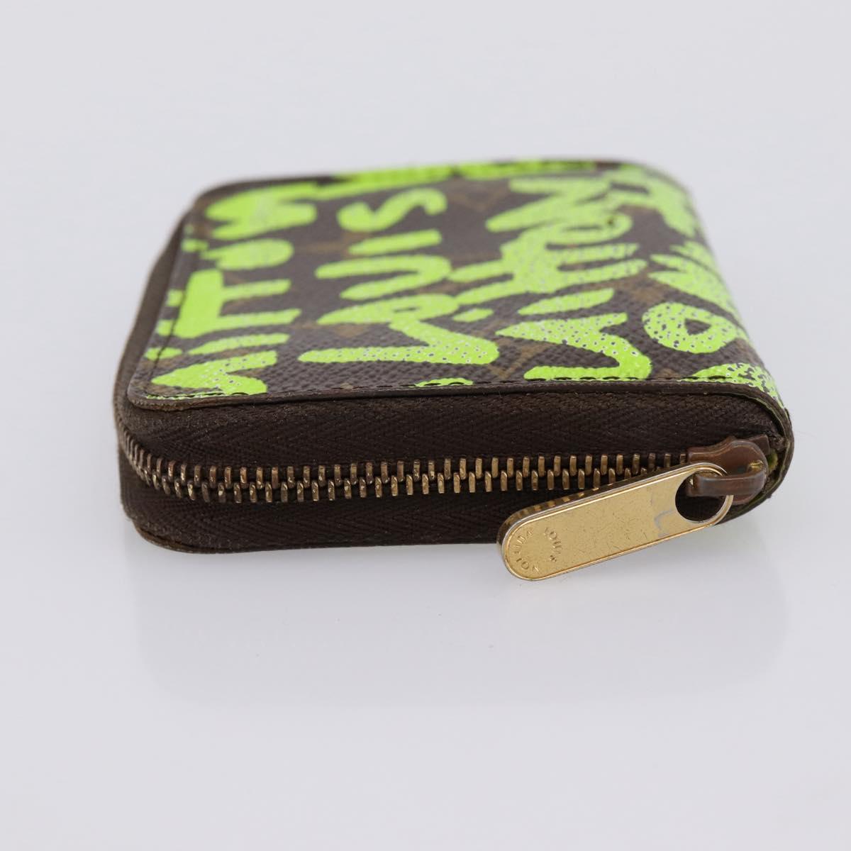LOUIS VUITTON Monogram Graffiti Zippy Coin Purse Green M93709 LV Auth BA15548