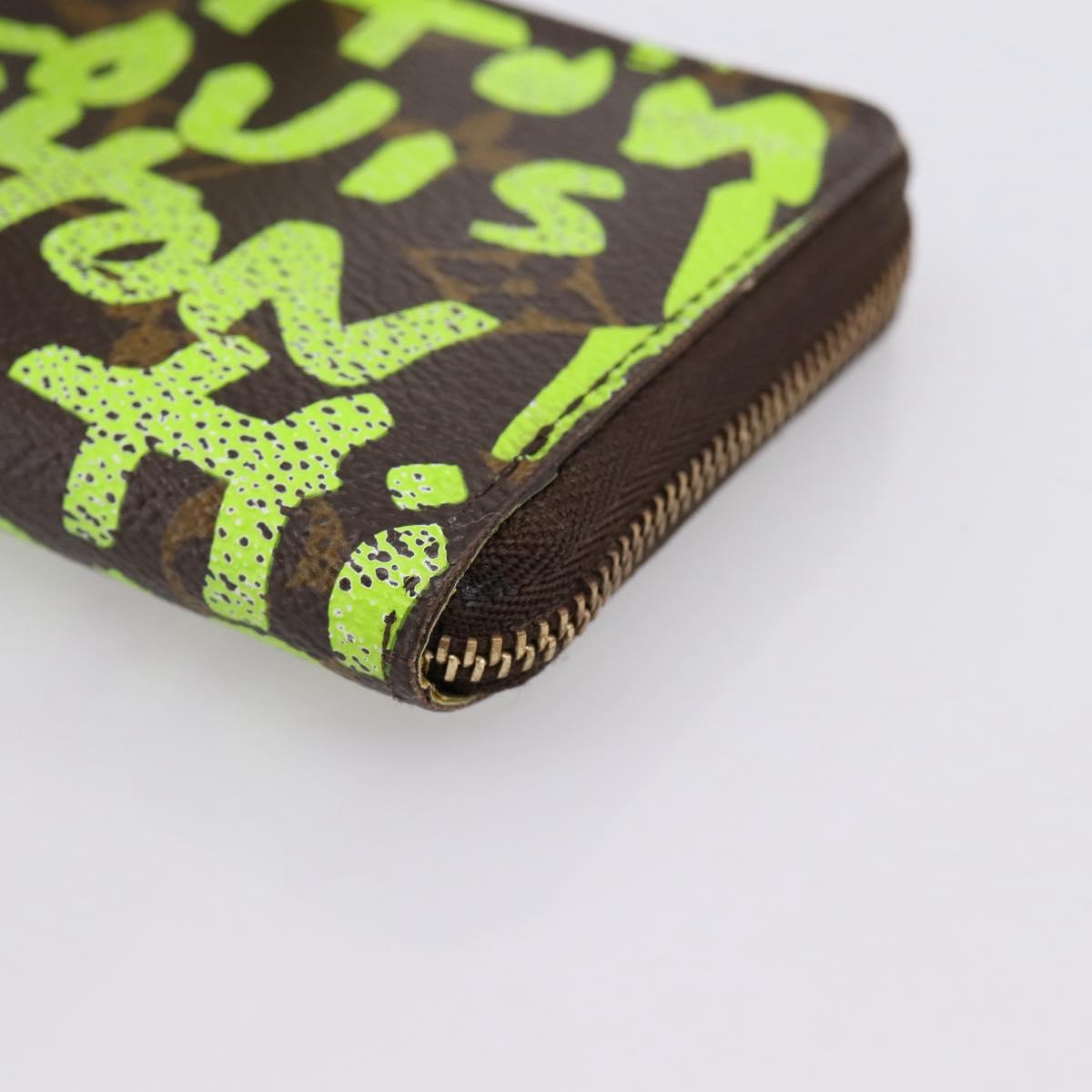 LOUIS VUITTON Monogram Graffiti Zippy Coin Purse Green M93709 LV Auth BA15548