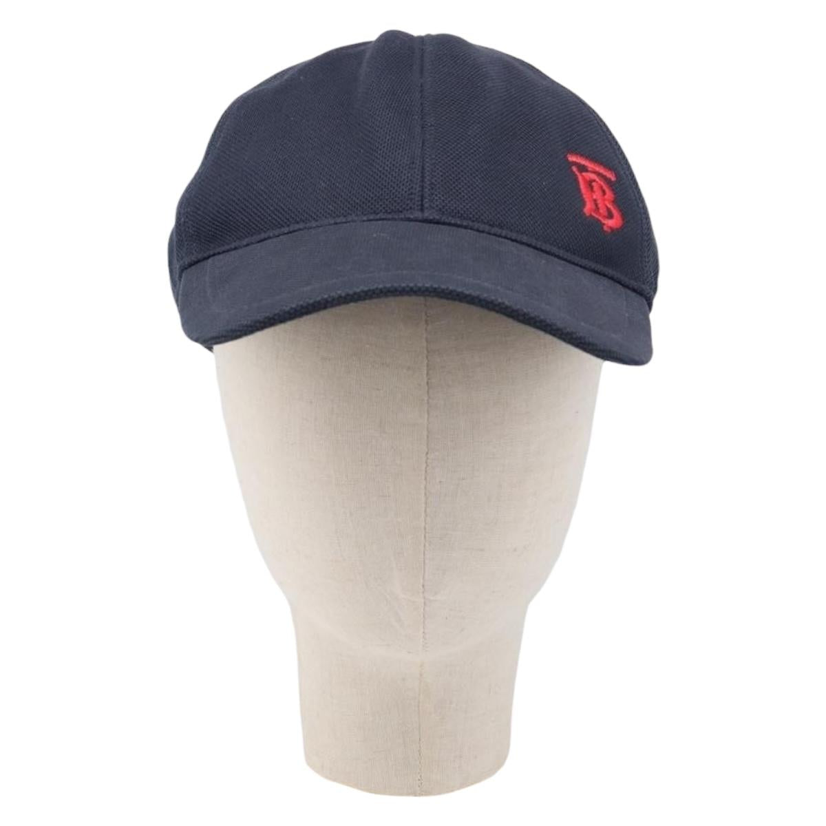 BURBERRY Cap Cotton Navy Red Auth BA15549