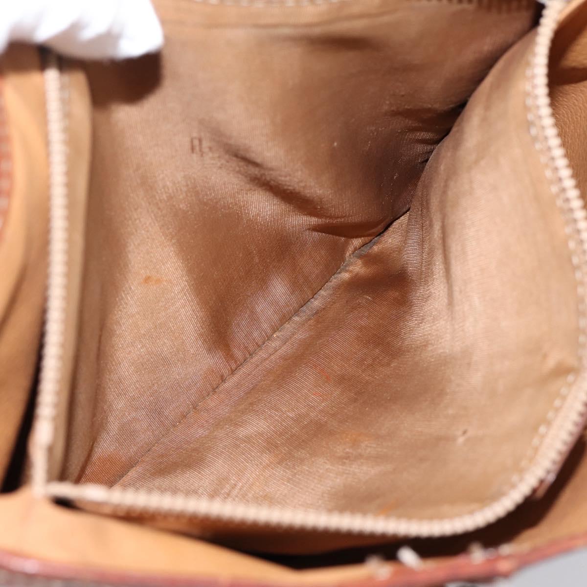 CELINE Macadam Tote Bag PVC Leather Brown Gold Tone Auth BA15551