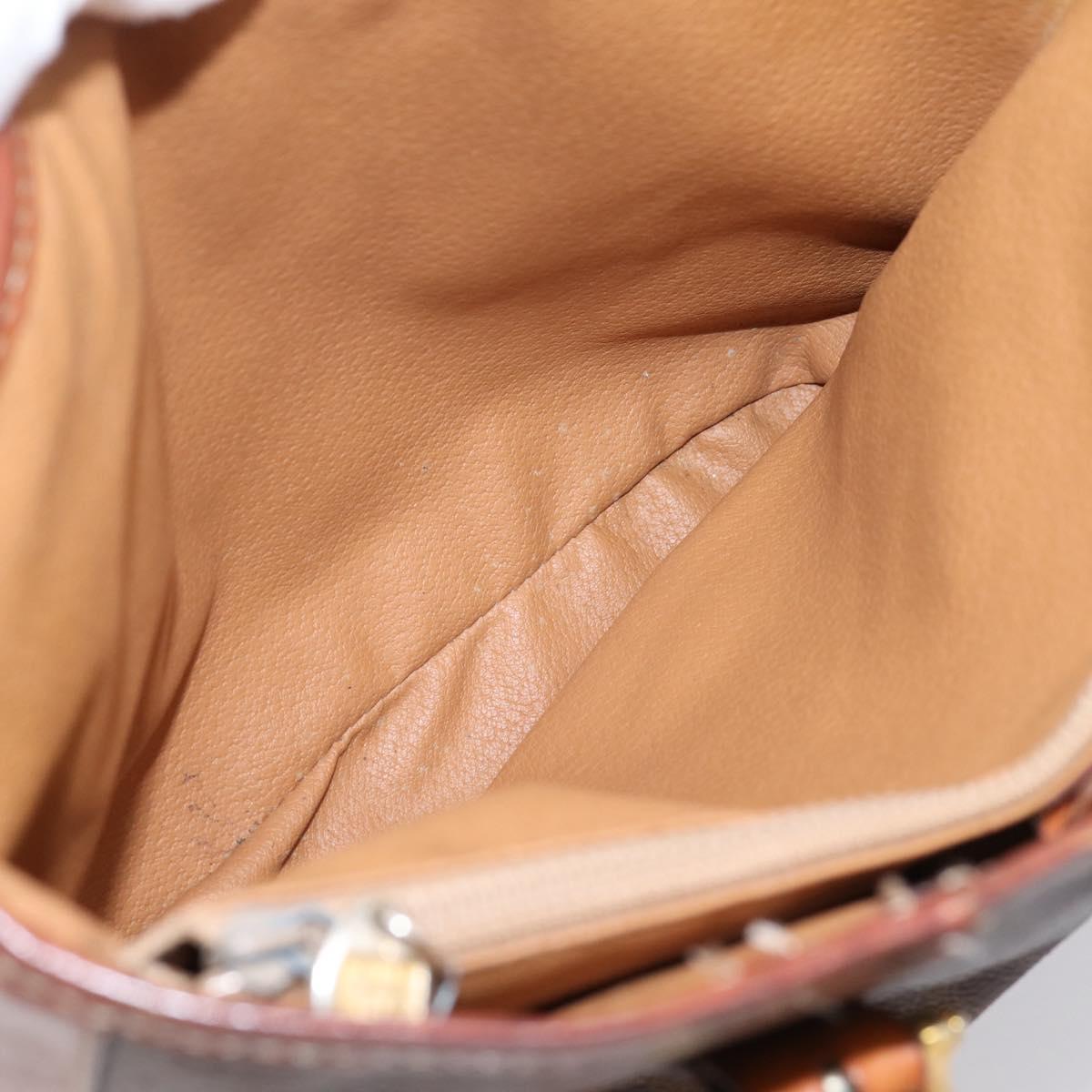 CELINE Macadam Tote Bag PVC Leather Brown Gold Tone Auth BA15551