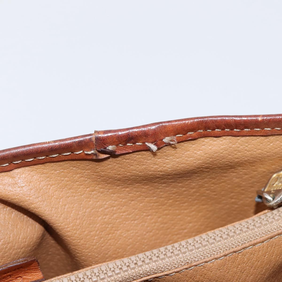 CELINE Macadam Tote Bag PVC Leather Brown Gold Tone Auth BA15551