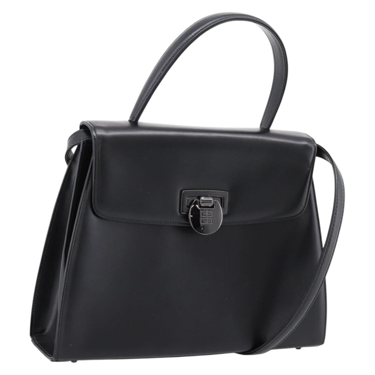 GIVENCHY Hand Bag Leather 2way Black Auth BA15552A