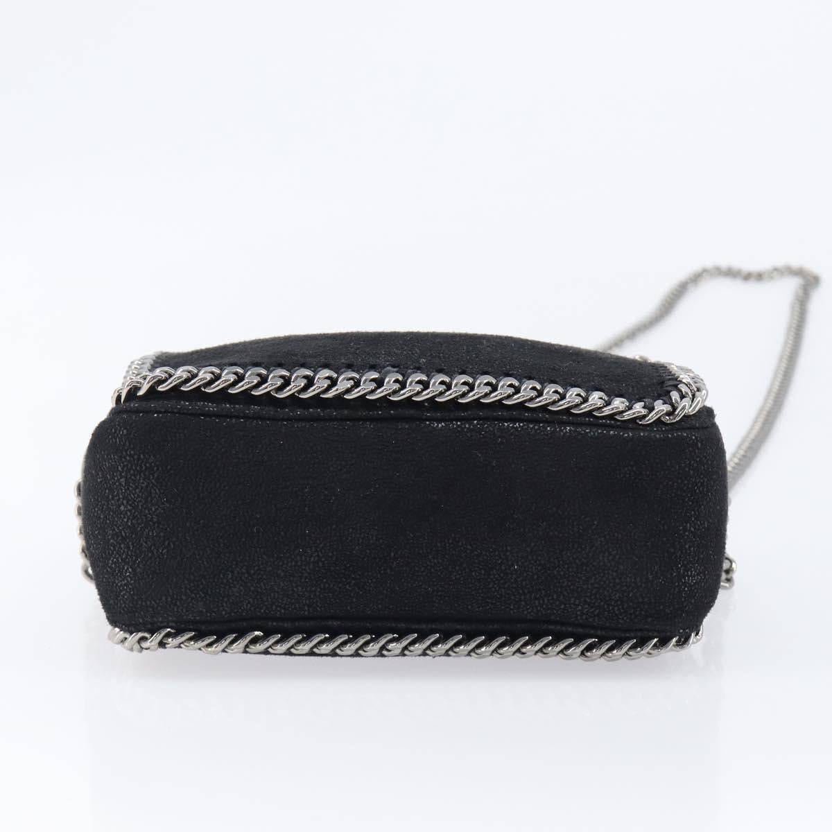 Stella MacCartney Falabella Chain Shoulder Bag Suede Black Silver Auth BA15553