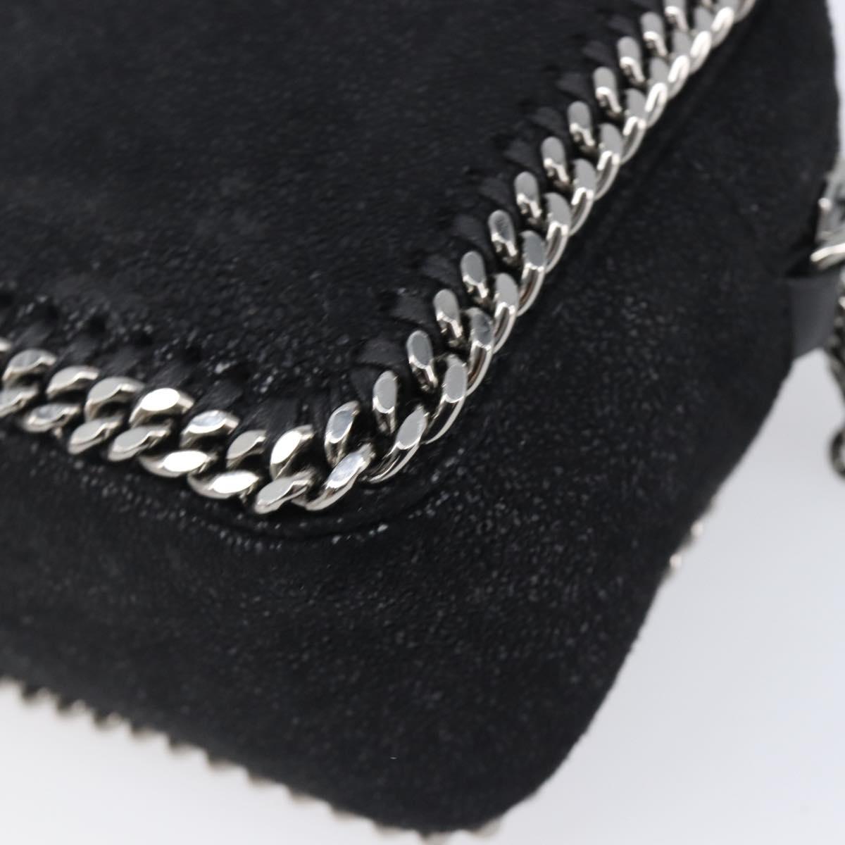Stella MacCartney Falabella Chain Shoulder Bag Suede Black Silver Auth BA15553