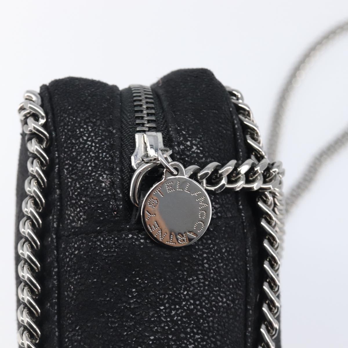 Stella MacCartney Falabella Chain Shoulder Bag Suede Black Silver Auth BA15553