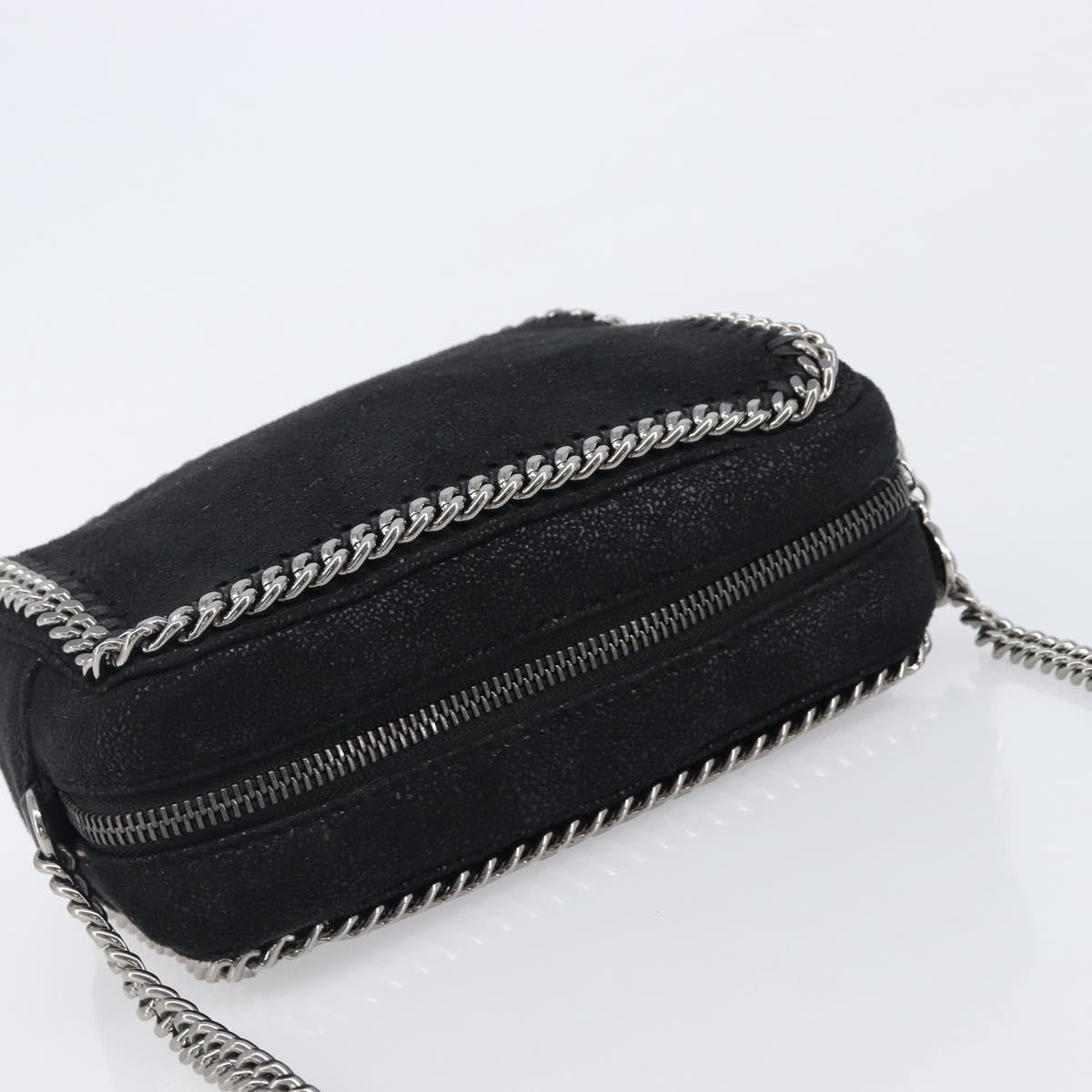 Stella MacCartney Falabella Chain Shoulder Bag Suede Black Silver Auth BA15553