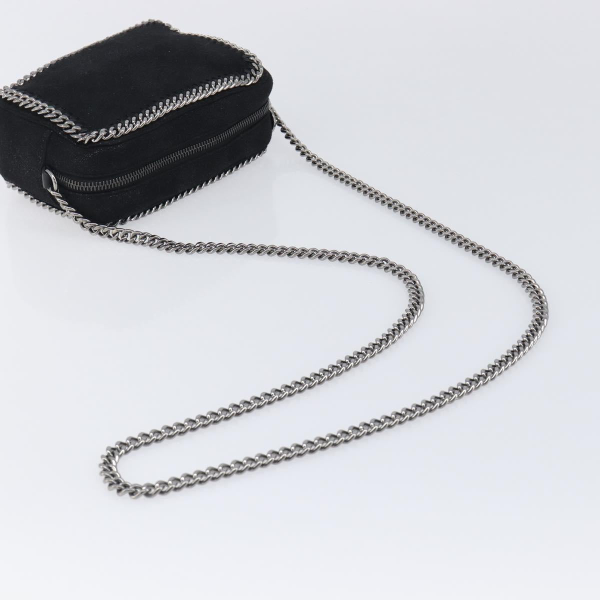 Stella MacCartney Falabella Chain Shoulder Bag Suede Black Silver Auth BA15553