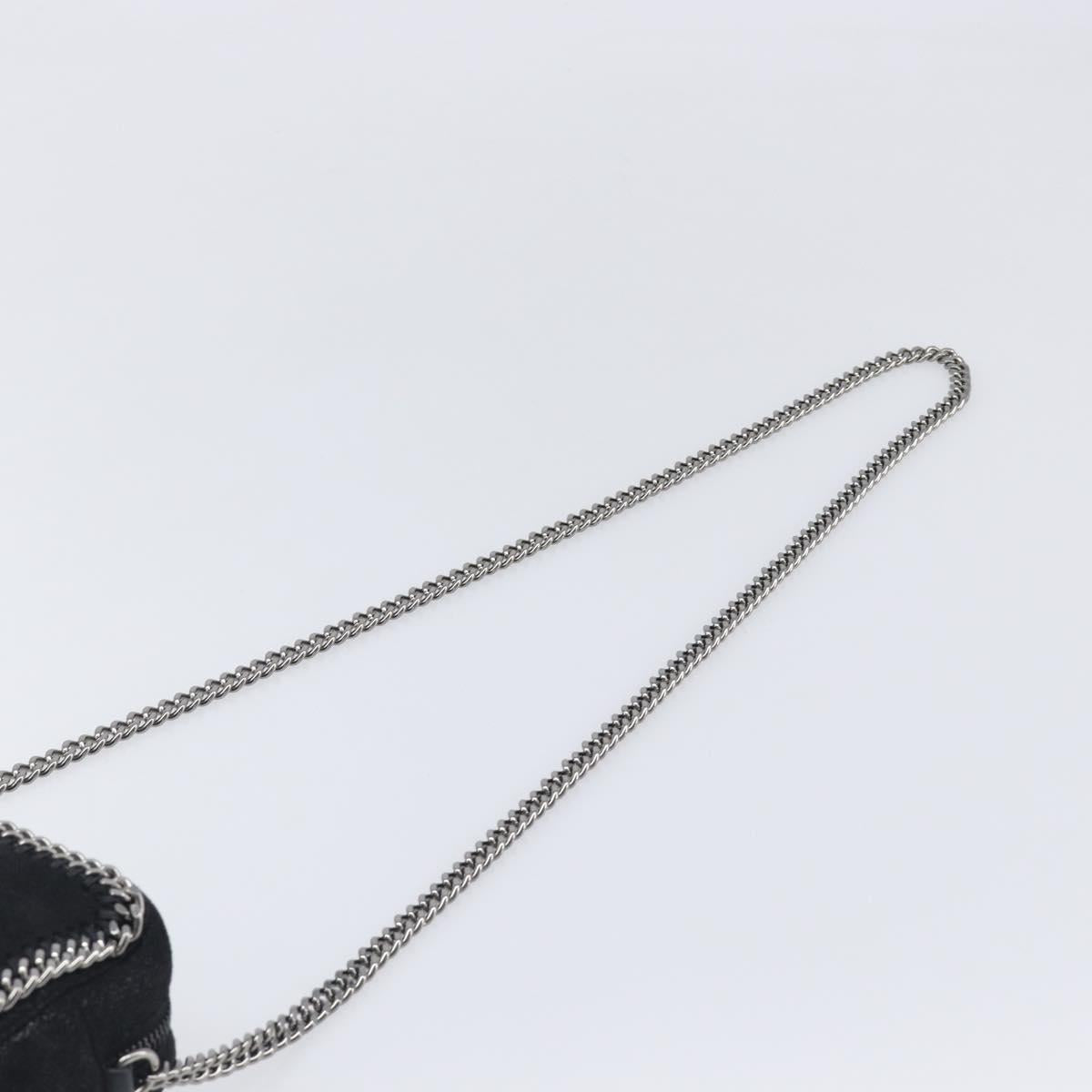 Stella MacCartney Falabella Chain Shoulder Bag Suede Black Silver Auth BA15553