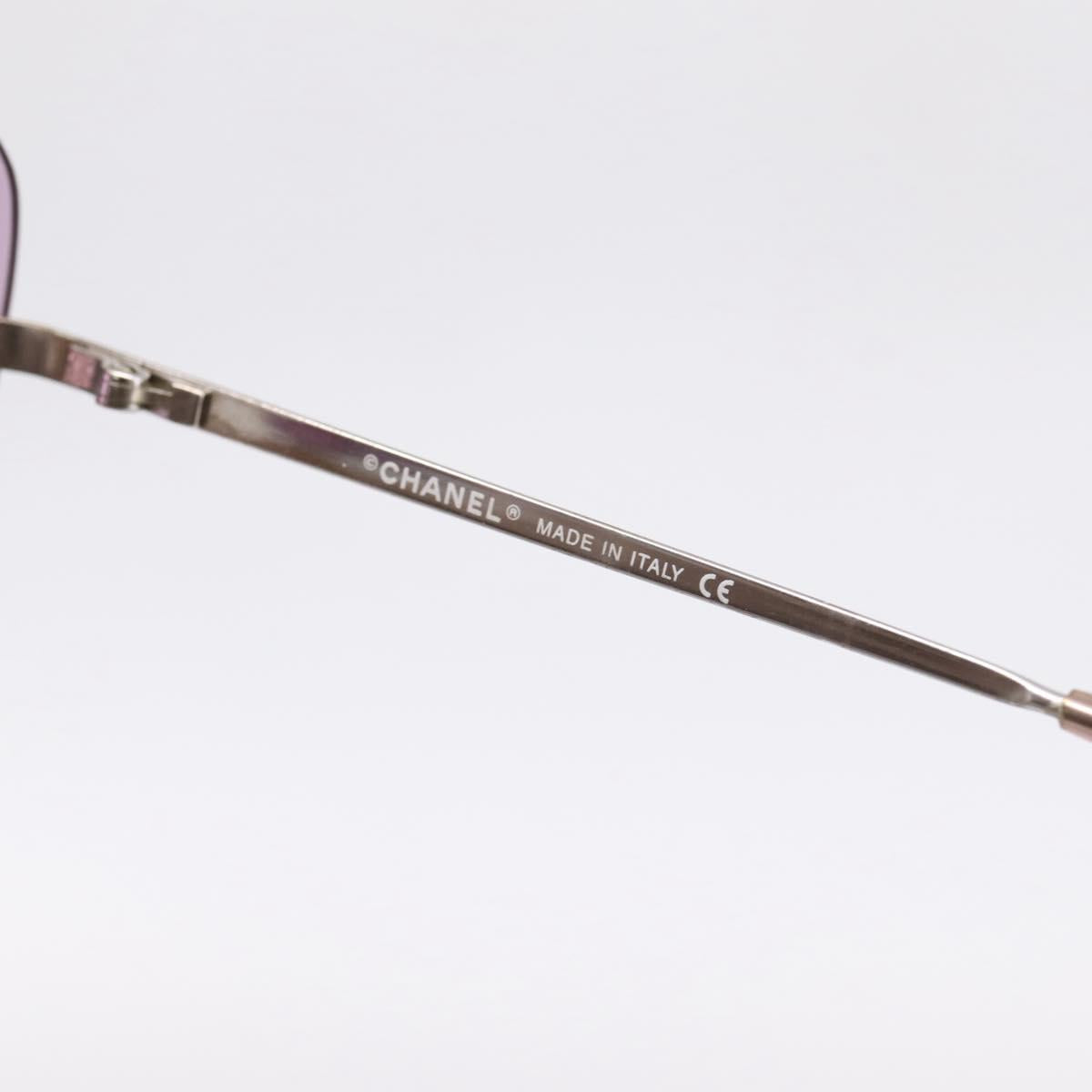 CHANEL Sunglasses Metal Purple Silver CC Auth BA15554