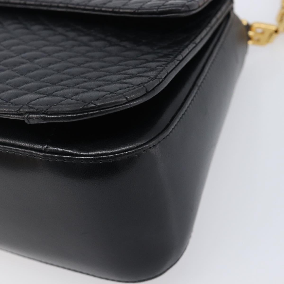 BALLY Shoulder Bag Leather Black Gold Tone Auth BA15556