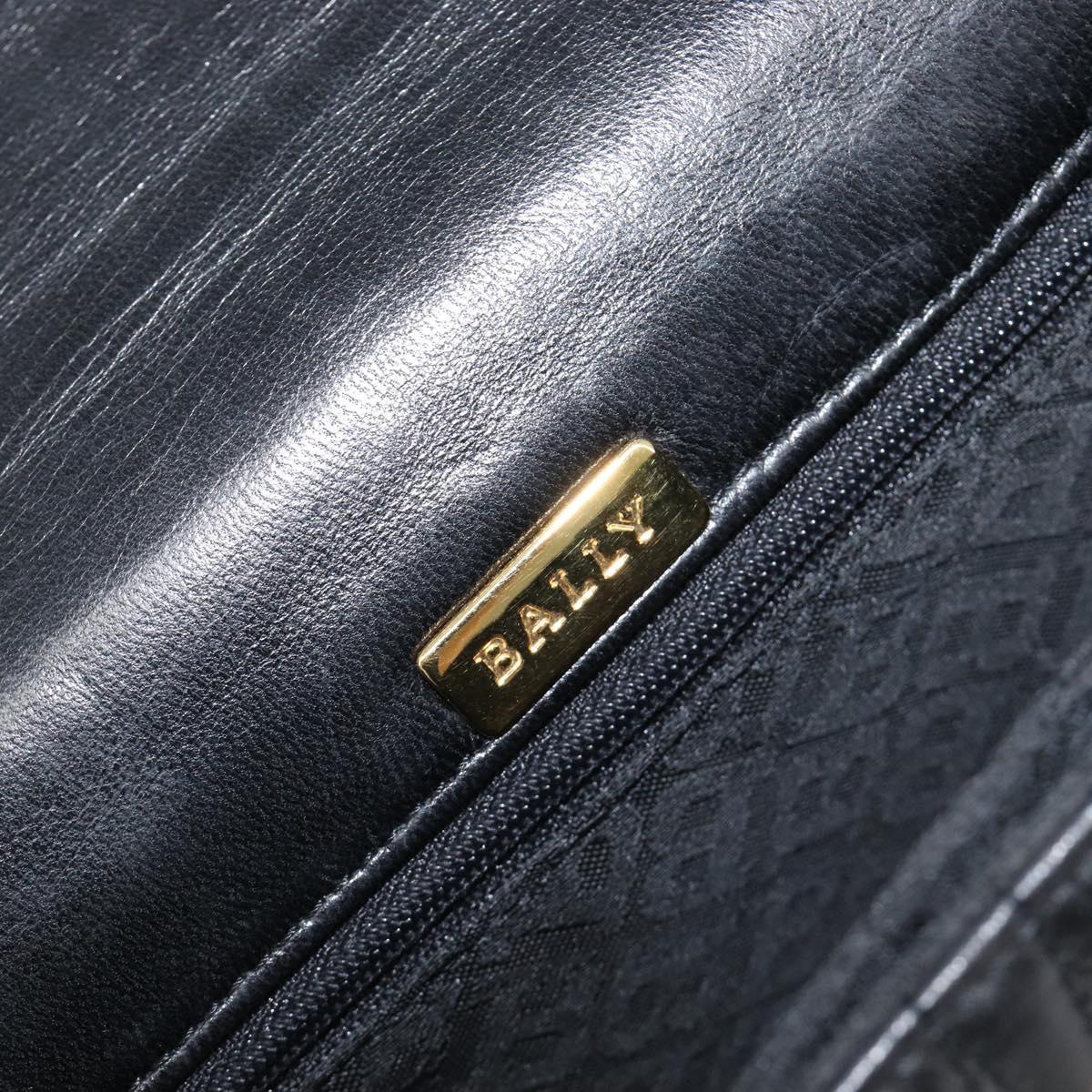 BALLY Shoulder Bag Leather Black Gold Tone Auth BA15556