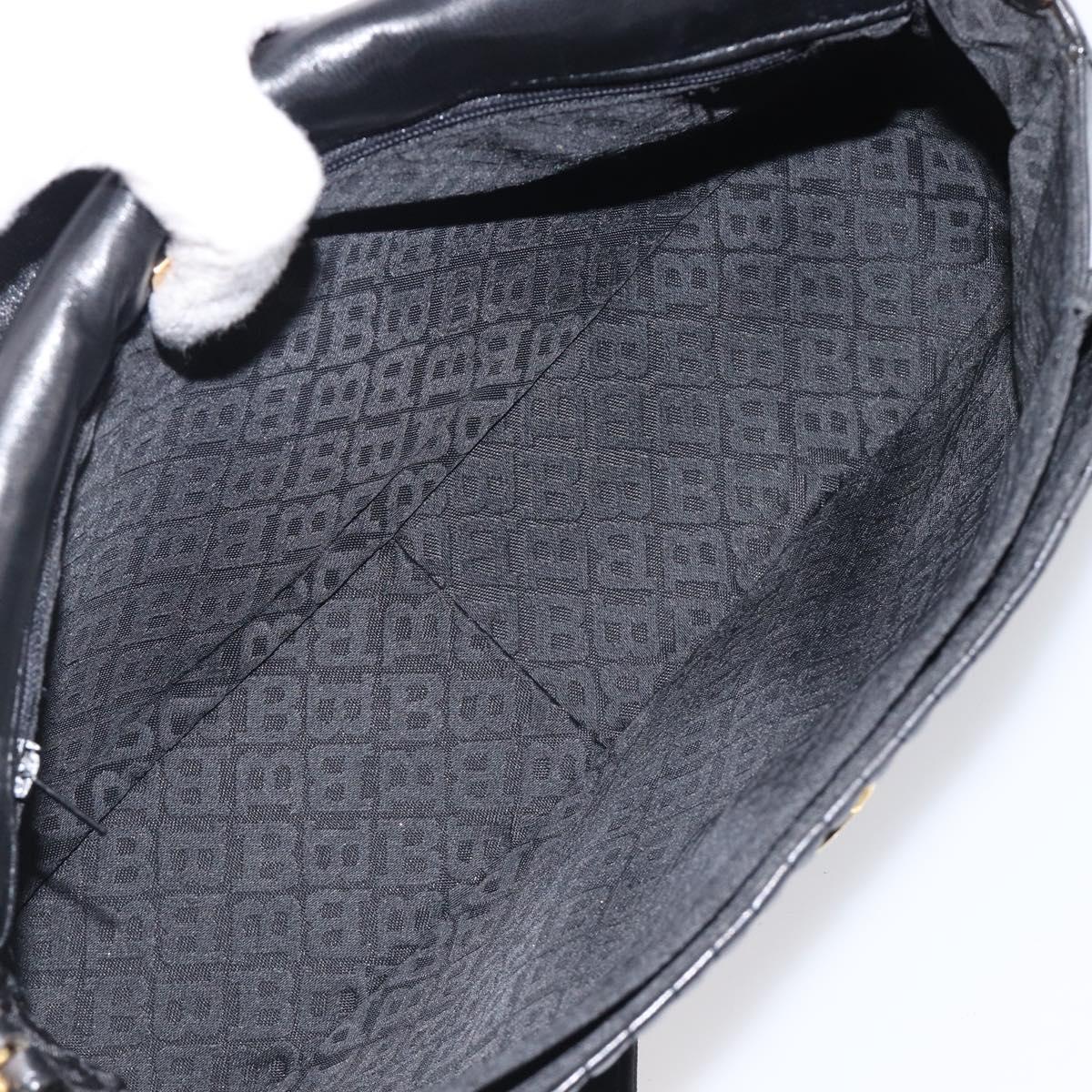 BALLY Shoulder Bag Leather Black Gold Tone Auth BA15556