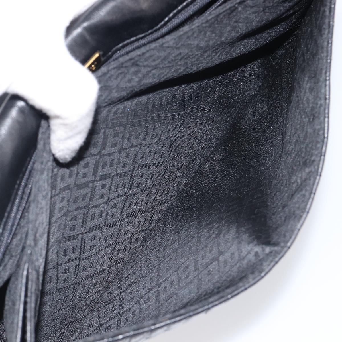 BALLY Shoulder Bag Leather Black Gold Tone Auth BA15556