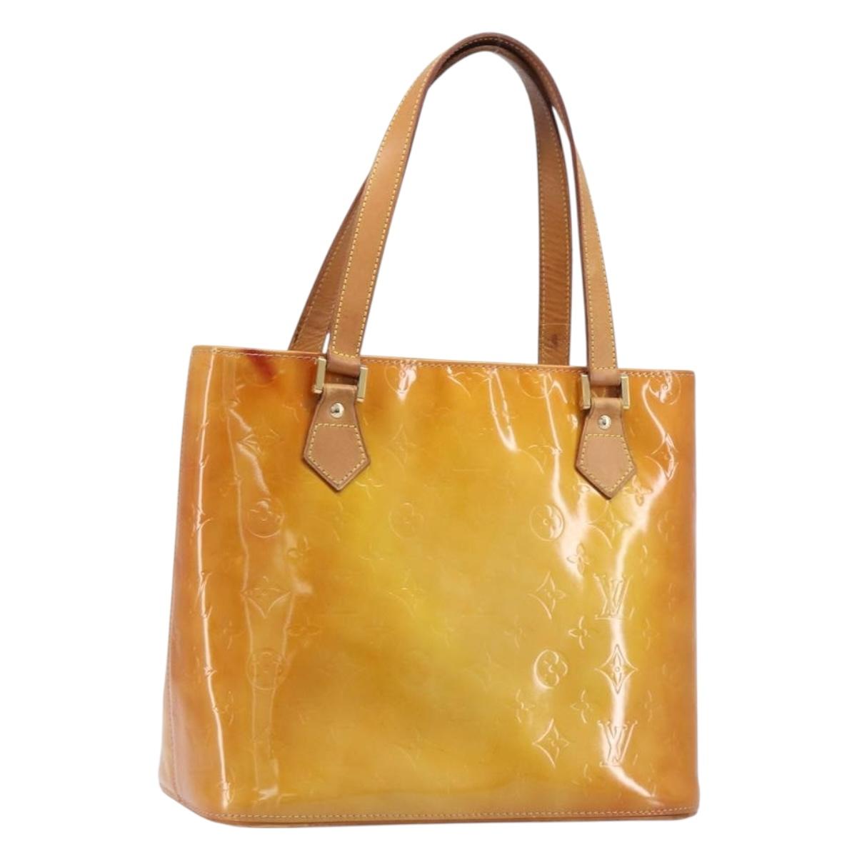 LOUIS VUITTON Monogram Vernis Houston Hand Bag Beige M91004 LV Auth BA15557
