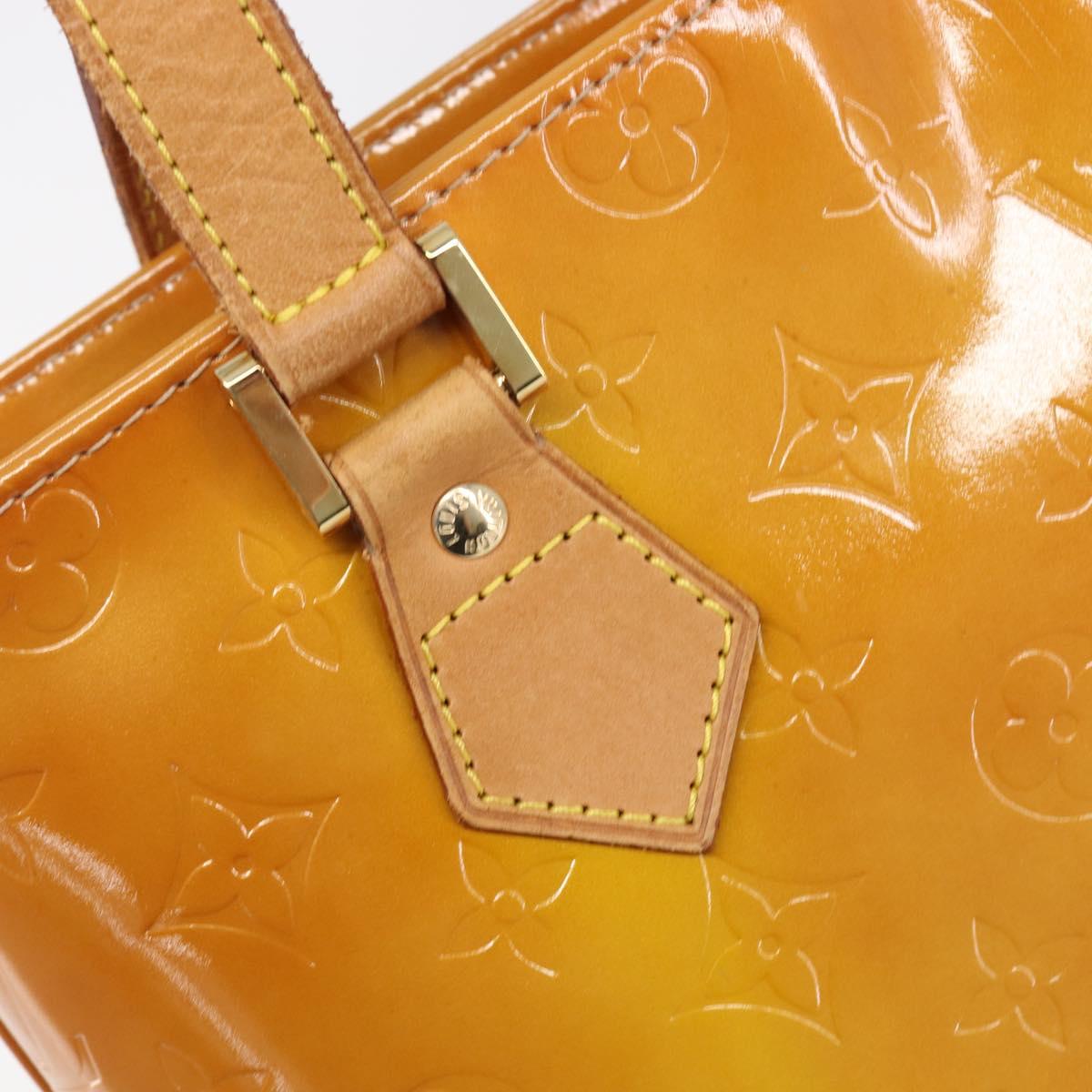 LOUIS VUITTON Monogram Vernis Houston Hand Bag Beige M91004 LV Auth BA15557