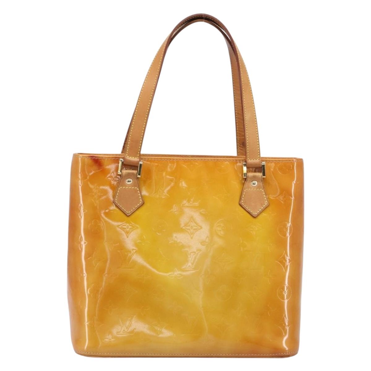 LOUIS VUITTON Monogram Vernis Houston Hand Bag Beige M91004 LV Auth BA15557