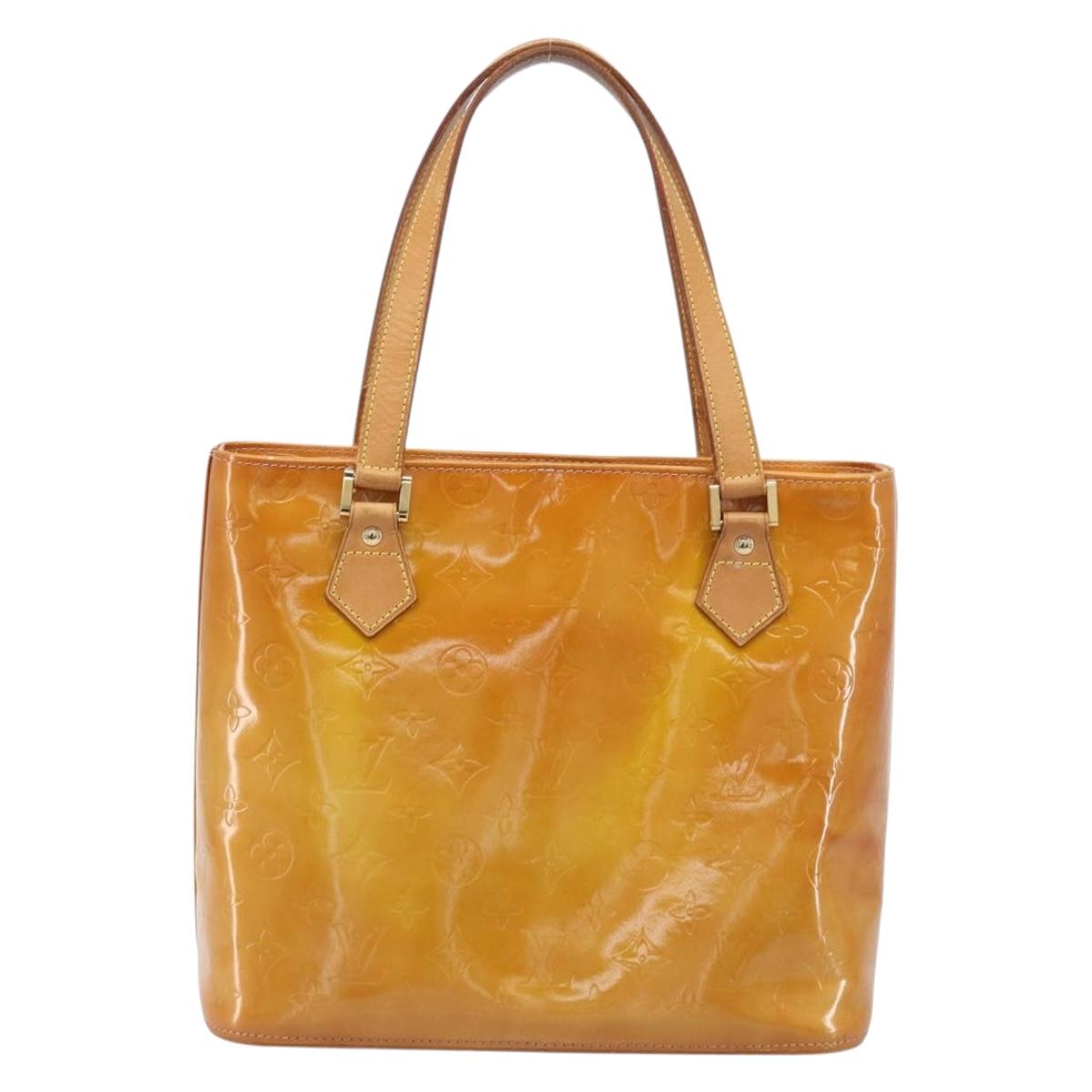 LOUIS VUITTON Monogram Vernis Houston Hand Bag Beige M91004 LV Auth BA15557