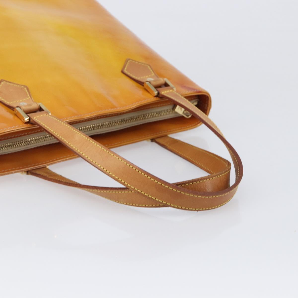 LOUIS VUITTON Monogram Vernis Houston Hand Bag Beige M91004 LV Auth BA15557