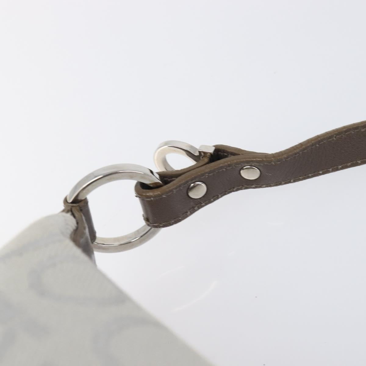 Salvatore Ferragamo Gancini Hand Bag Canvas Gray Silver Auth BA15559