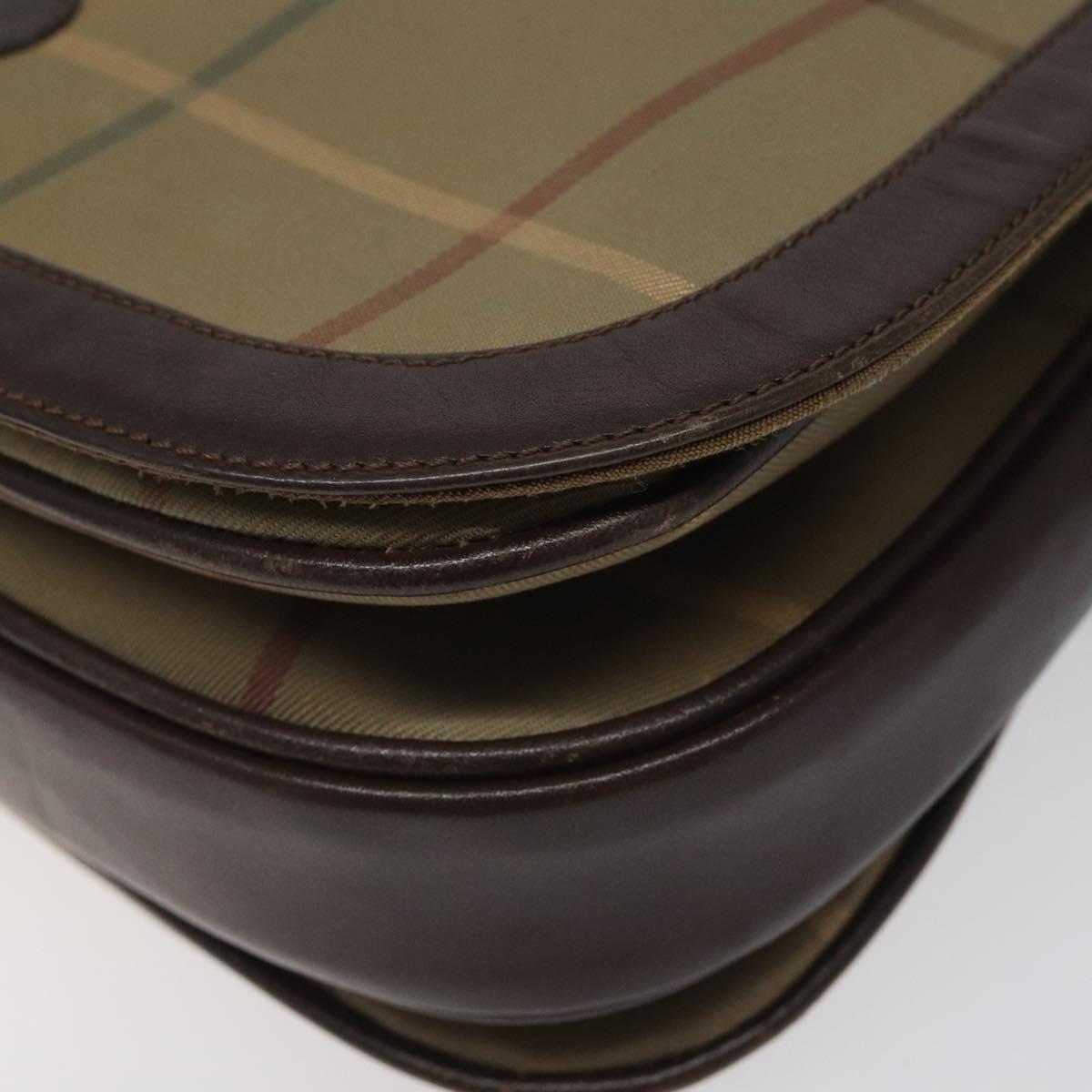 Burberrys Nova Check Shoulder Bag Canvas Brown Gold Auth BA1556