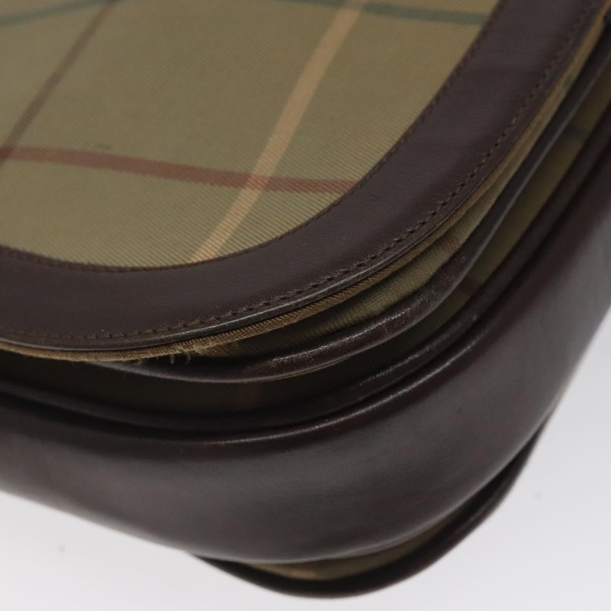 Burberrys Nova Check Shoulder Bag Canvas Brown Gold Auth BA1556