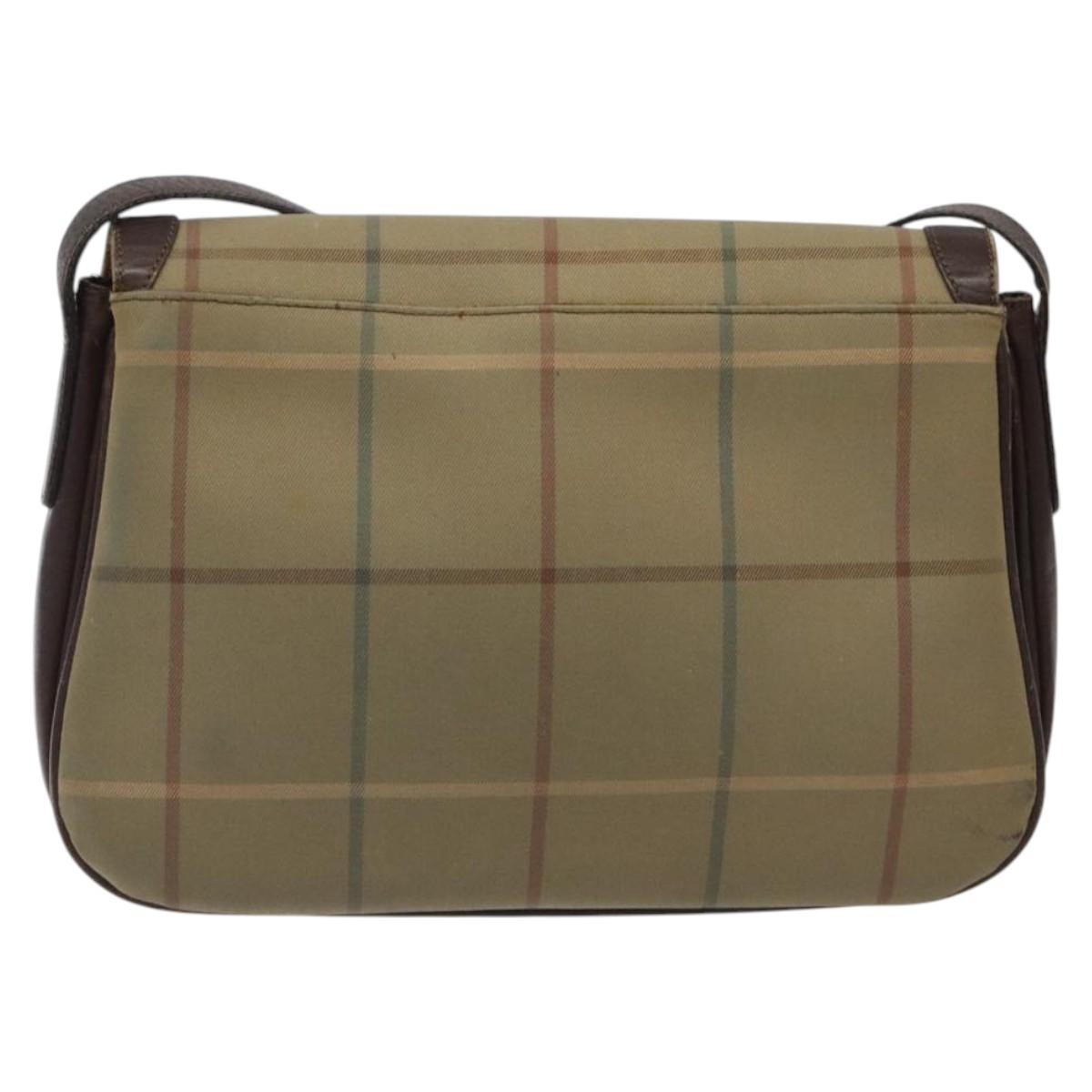 Burberrys Nova Check Shoulder Bag Canvas Brown Gold Auth BA1556