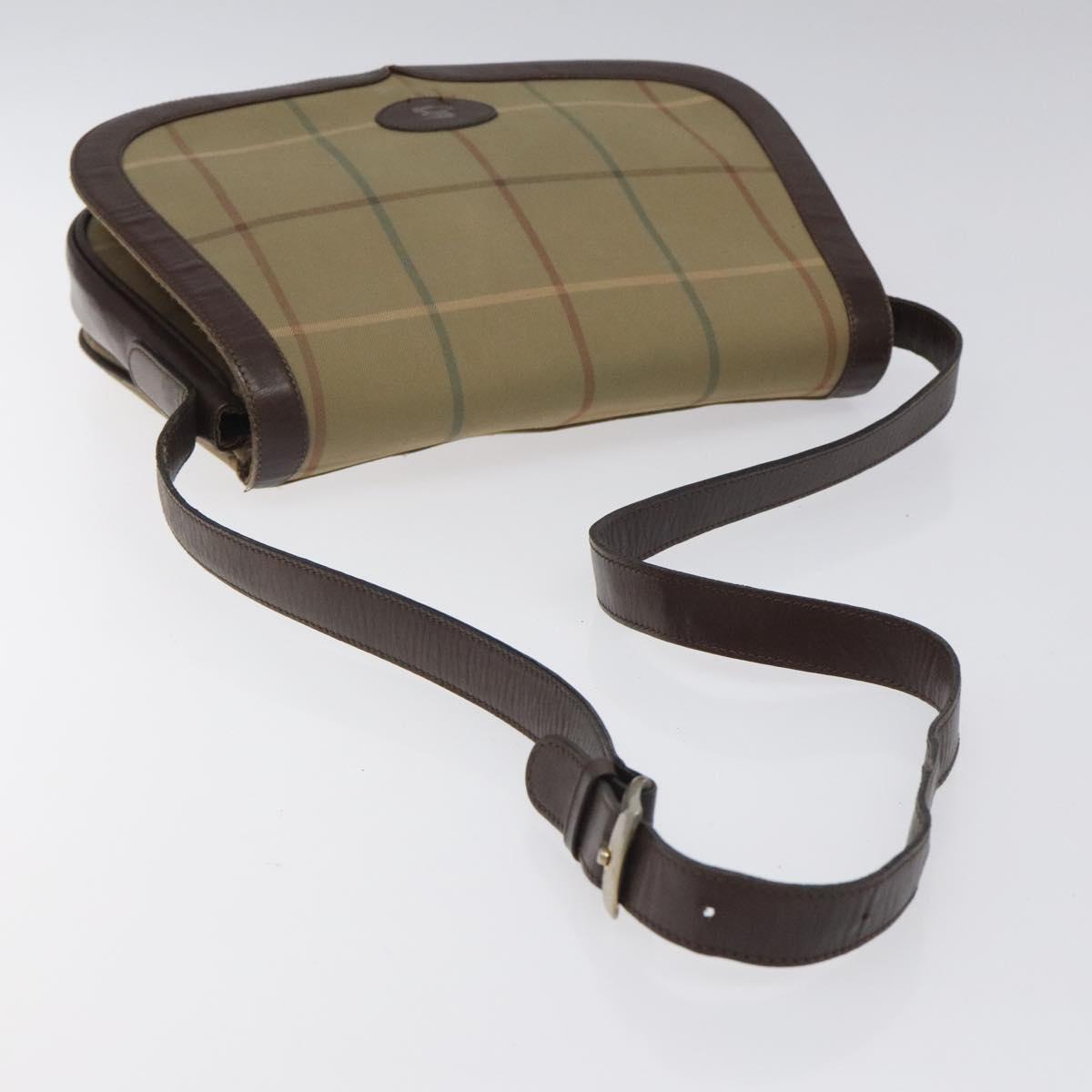 Burberrys Nova Check Shoulder Bag Canvas Brown Gold Auth BA1556