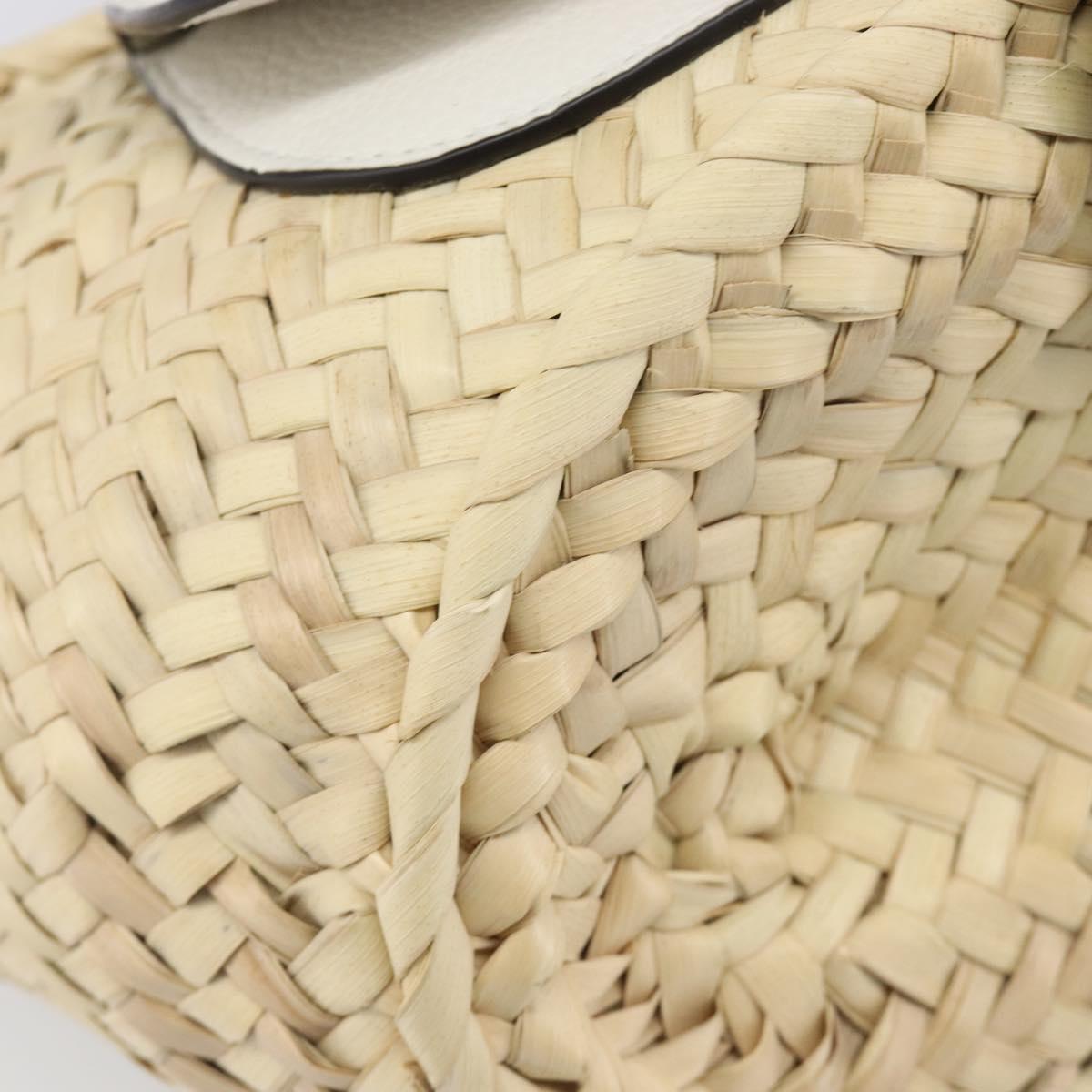 Chloe Basket Bag Hand Bag Raffia Beige White Auth BA15563V