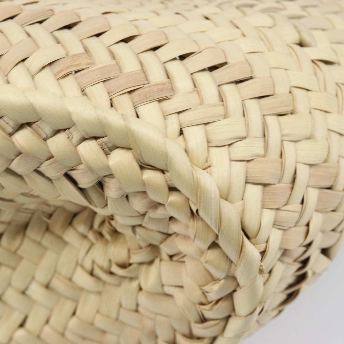 Chloe Basket Bag Hand Bag Raffia Beige White Auth BA15563V