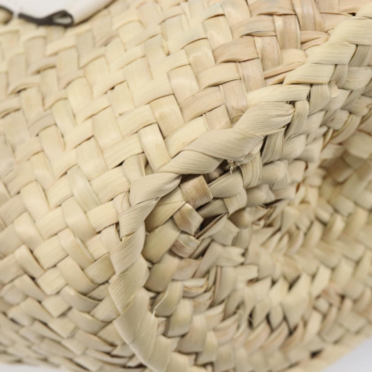 Chloe Basket Bag Hand Bag Raffia Beige White Auth BA15563V