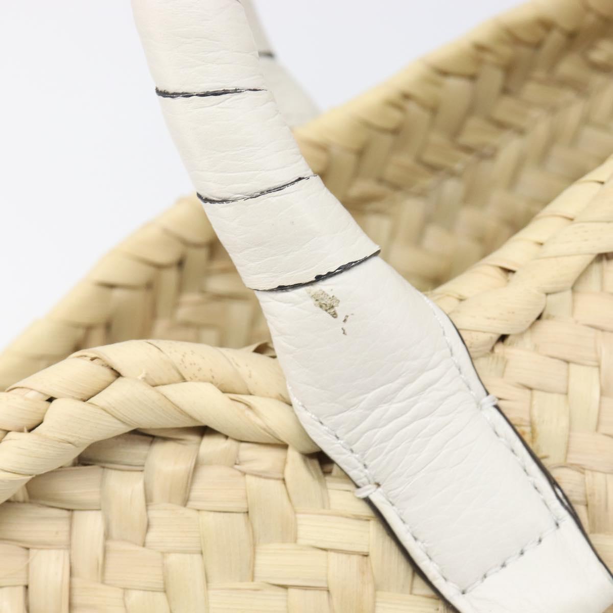 Chloe Basket Bag Hand Bag Raffia Beige White Auth BA15563V