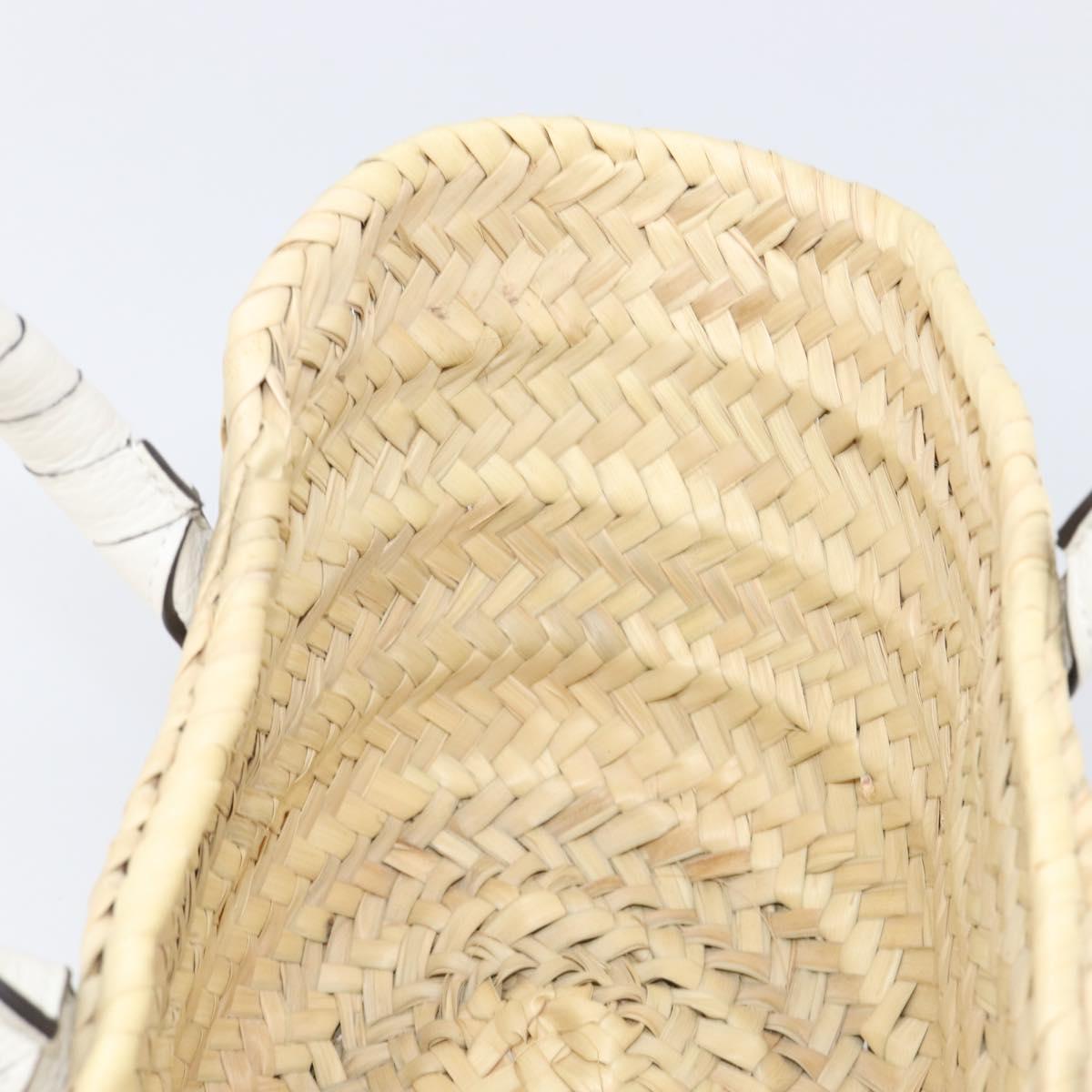 Chloe Basket Bag Hand Bag Raffia Beige White Auth BA15563V