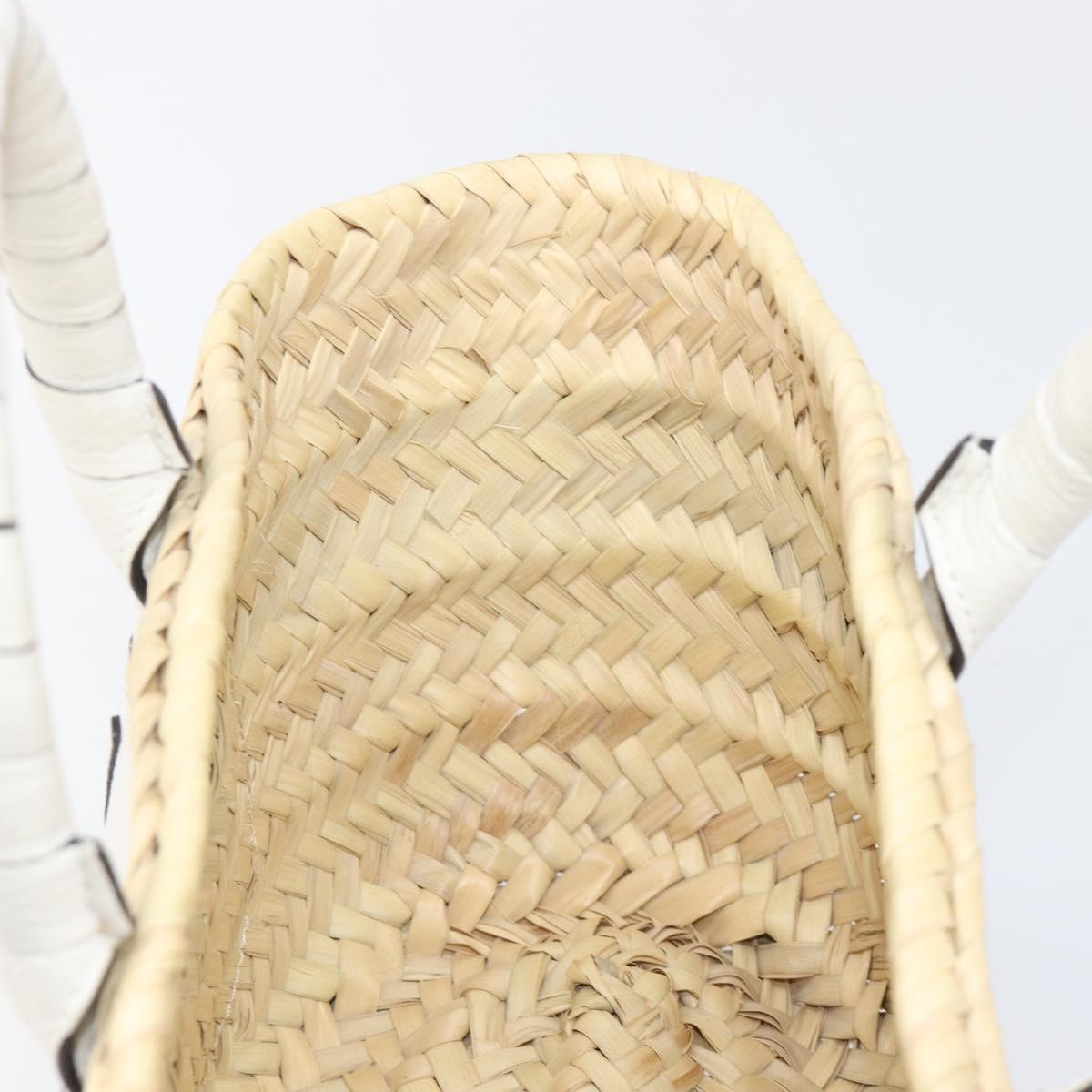Chloe Basket Bag Hand Bag Raffia Beige White Auth BA15563V