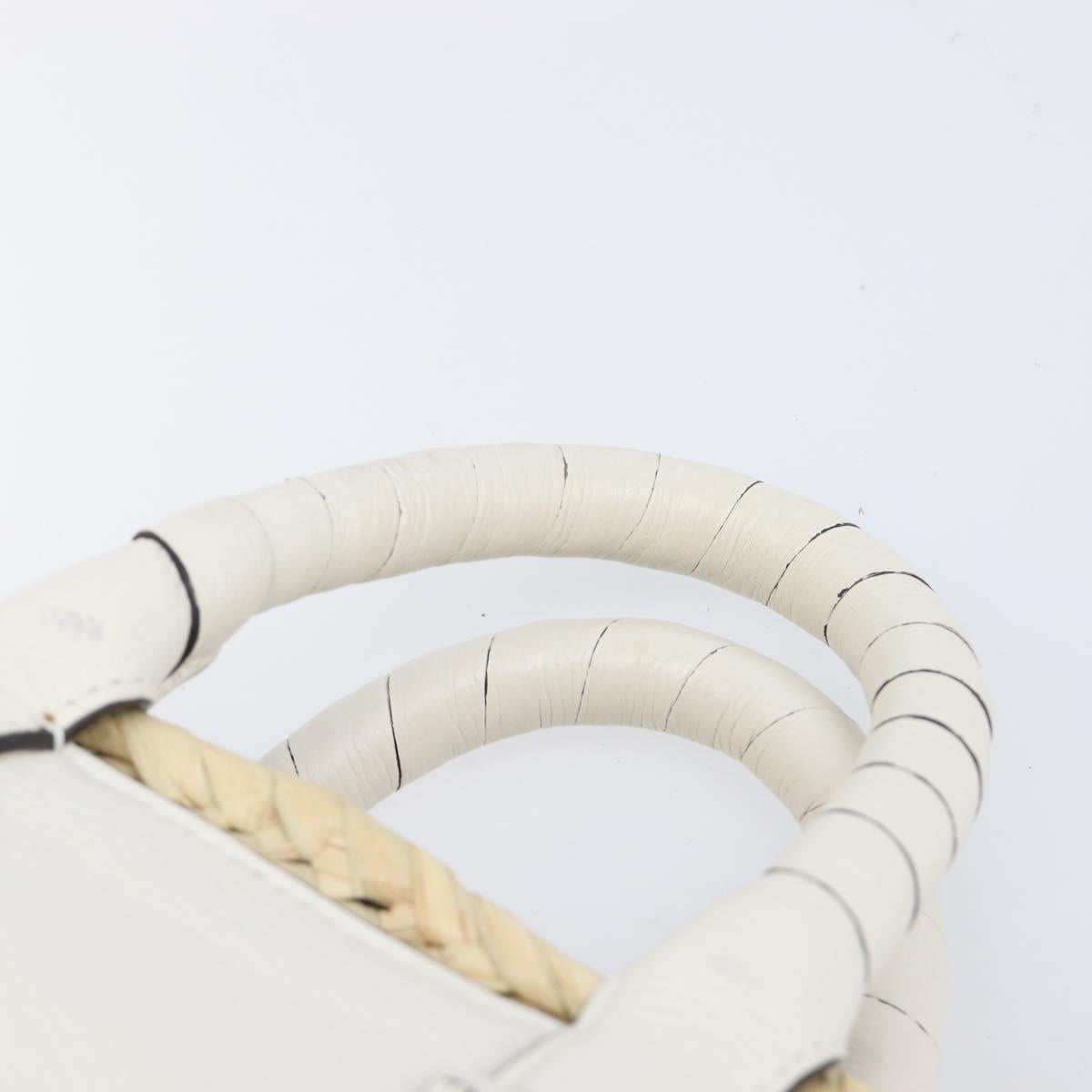 Chloe Basket Bag Hand Bag Raffia Beige White Auth BA15563V