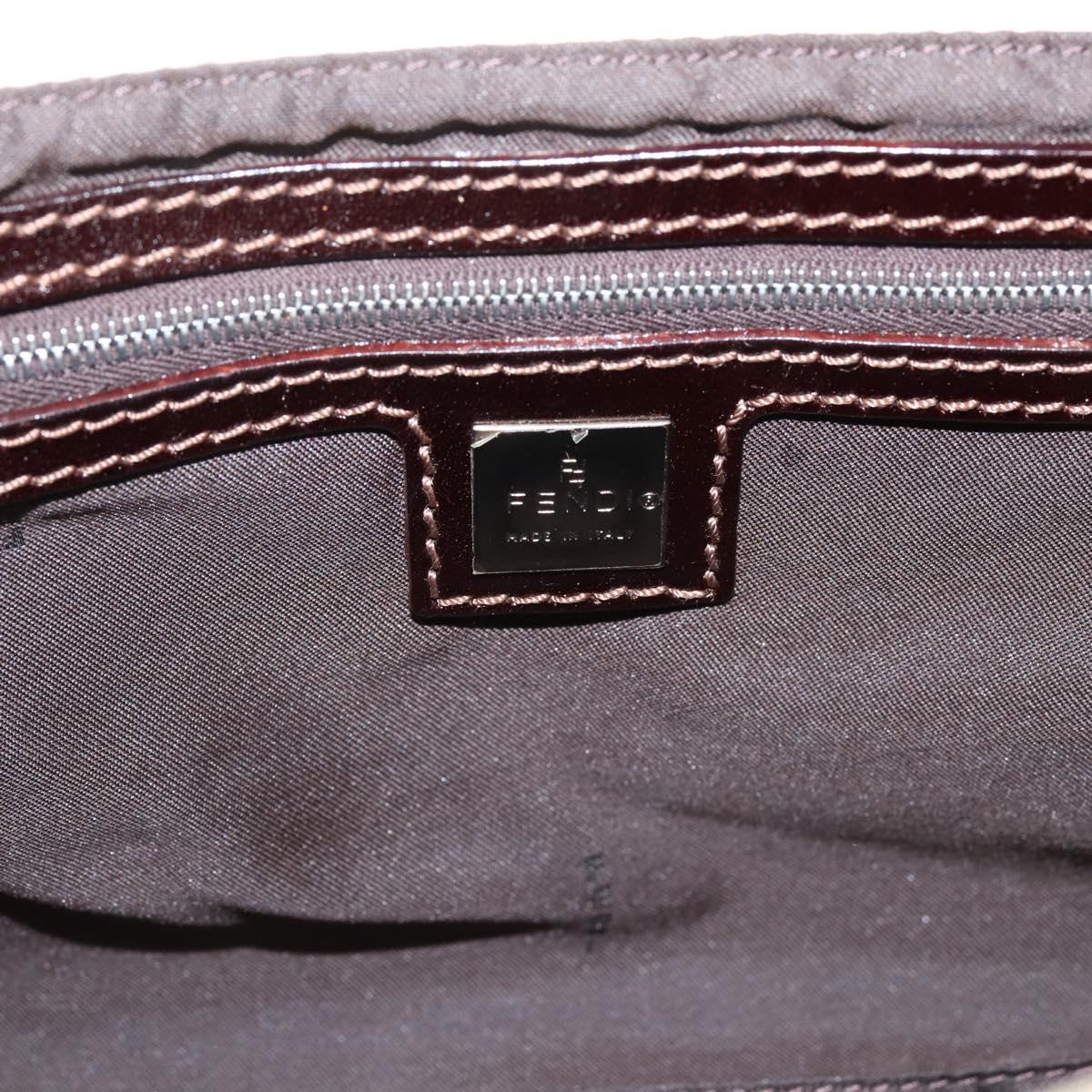 FENDI Zucca Canvas Mamma Baguette Shoulder Bag Beige Silver Auth BA15565A