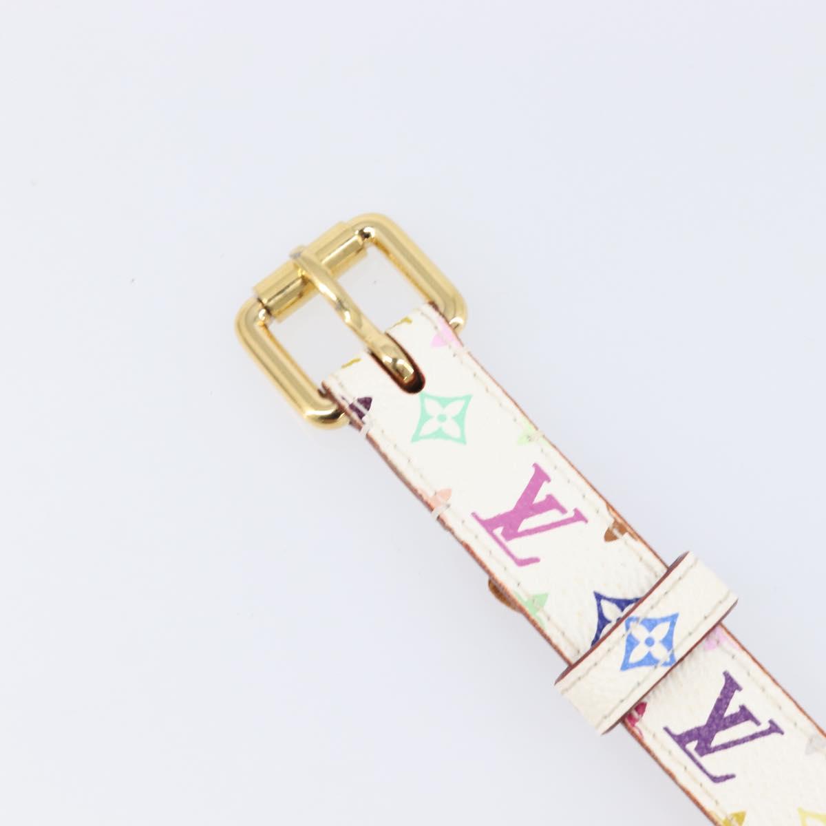 LOUIS VUITTON Monogram Multicolor Ceinture Carre Belt White M9272 Auth BA15567