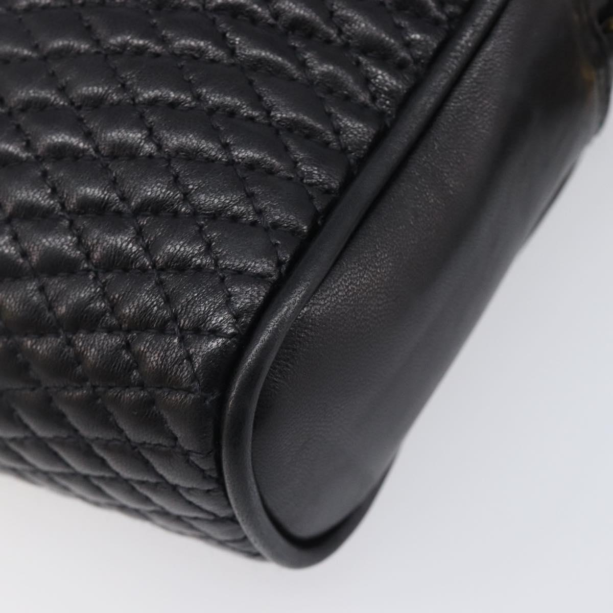 BALLY Chain Shoulder Bag Leather Black Gold Tone Auth BA15568A