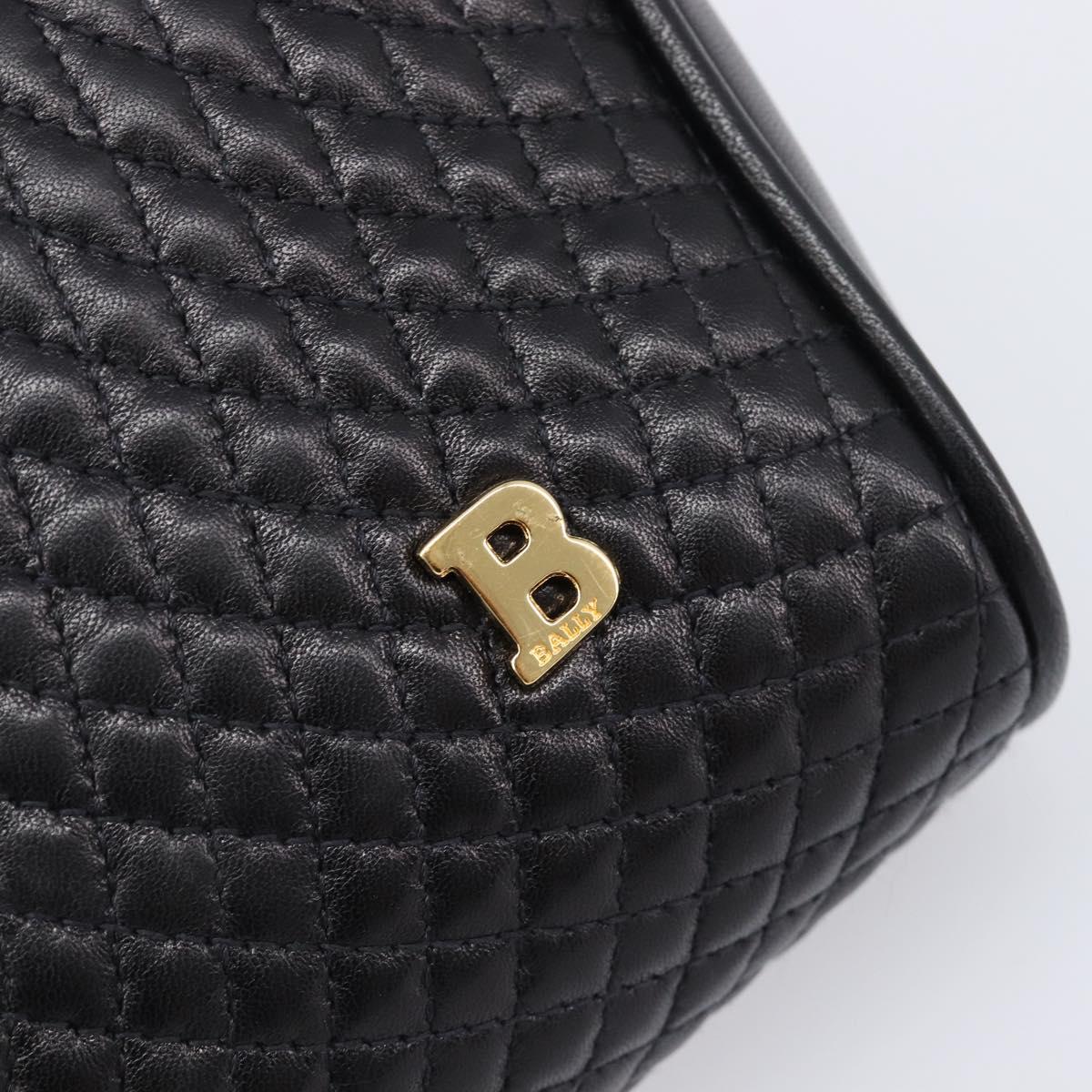 BALLY Chain Shoulder Bag Leather Black Gold Tone Auth BA15568A