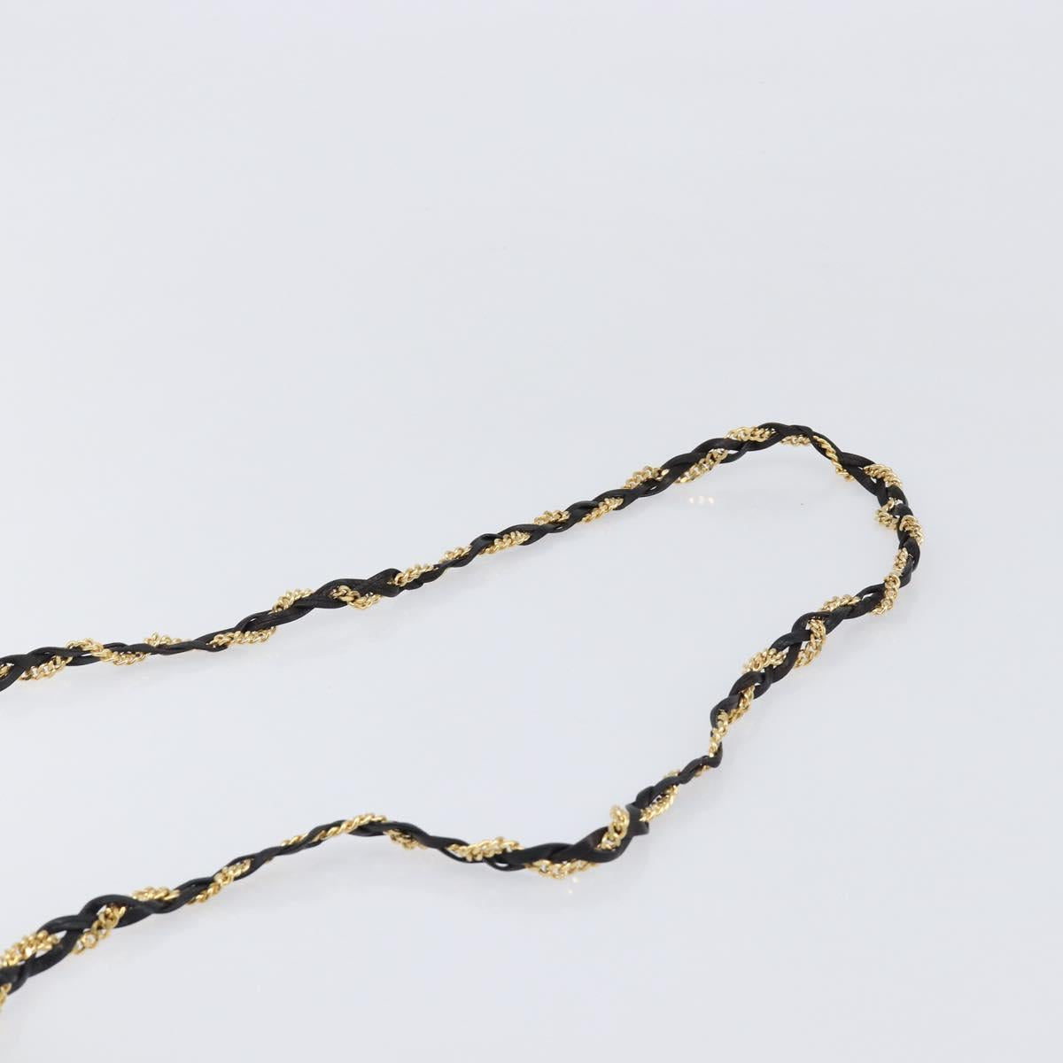 BALLY Chain Shoulder Bag Leather Black Gold Tone Auth BA15568A