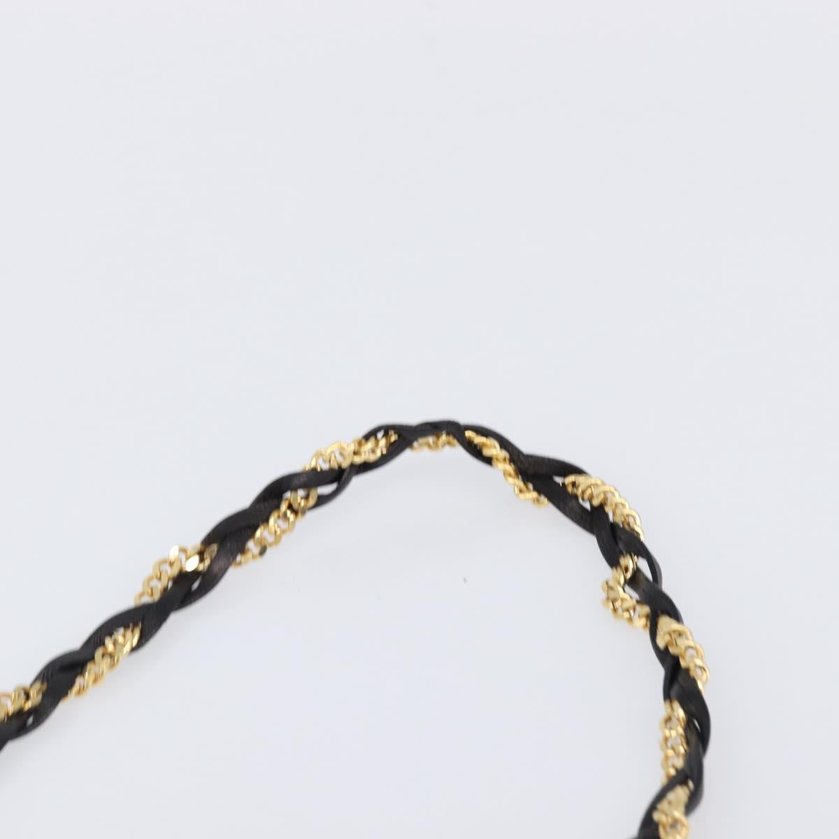 BALLY Chain Shoulder Bag Leather Black Gold Tone Auth BA15568A