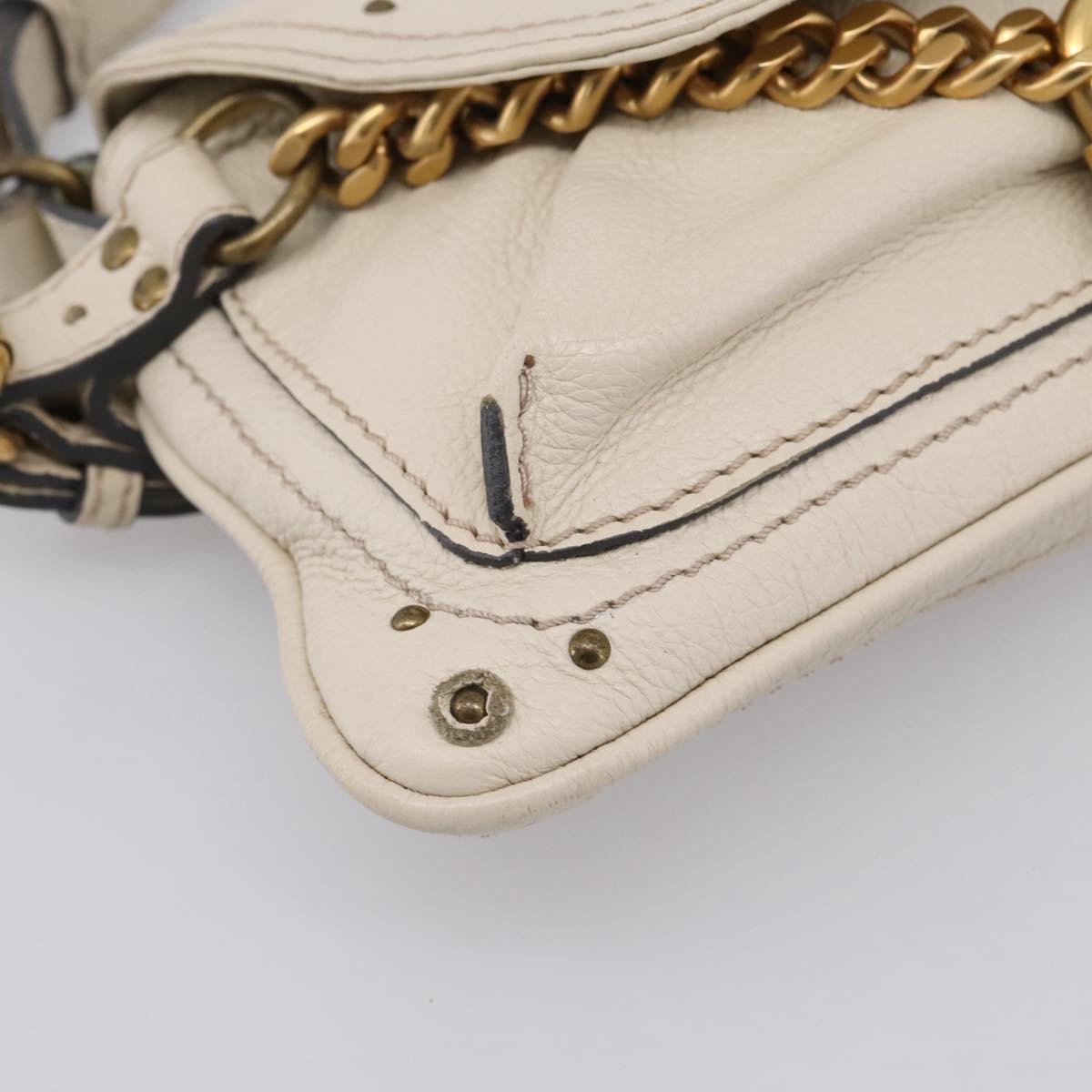 Chloe Paddington Shoulder Bag Leather Outlet White Gold Tone Auth BA15569V
