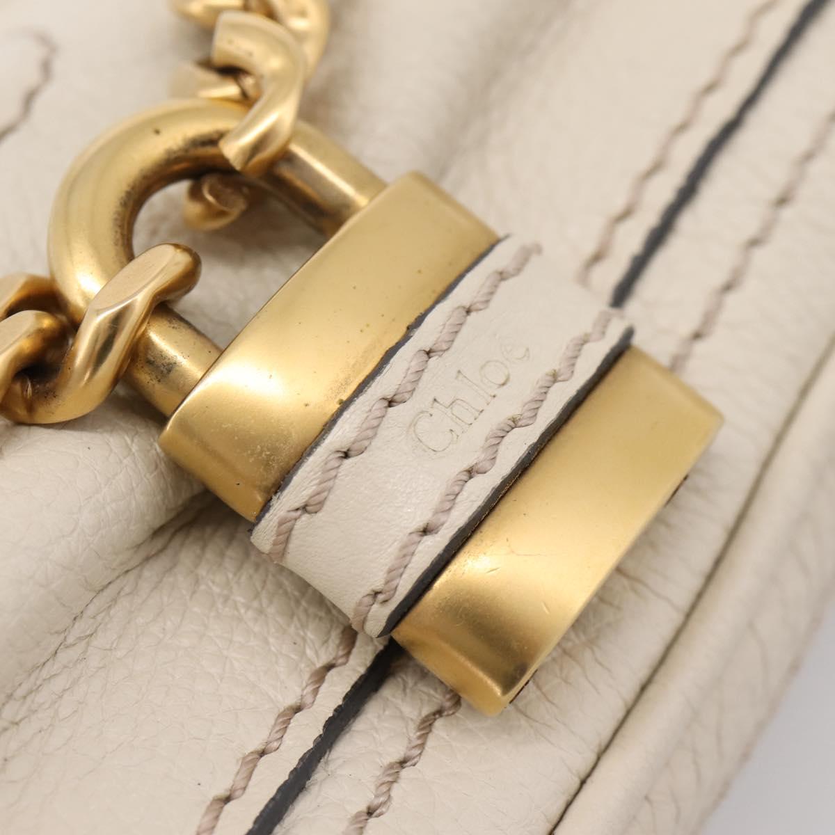 Chloe Paddington Shoulder Bag Leather Outlet White Gold Tone Auth BA15569V