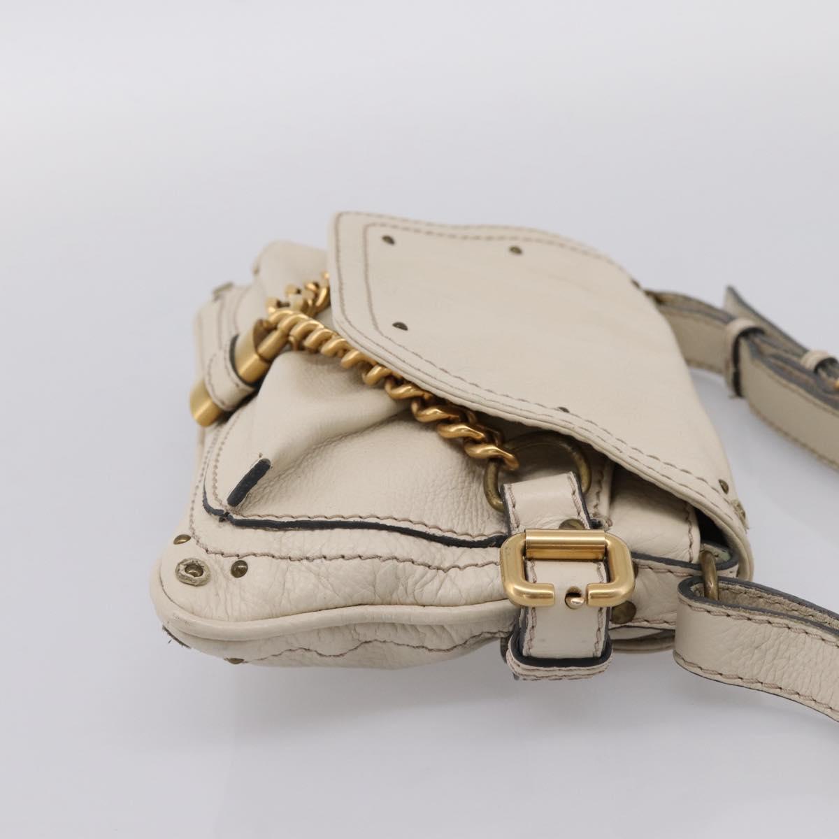 Chloe Paddington Shoulder Bag Leather Outlet White Gold Tone Auth BA15569V
