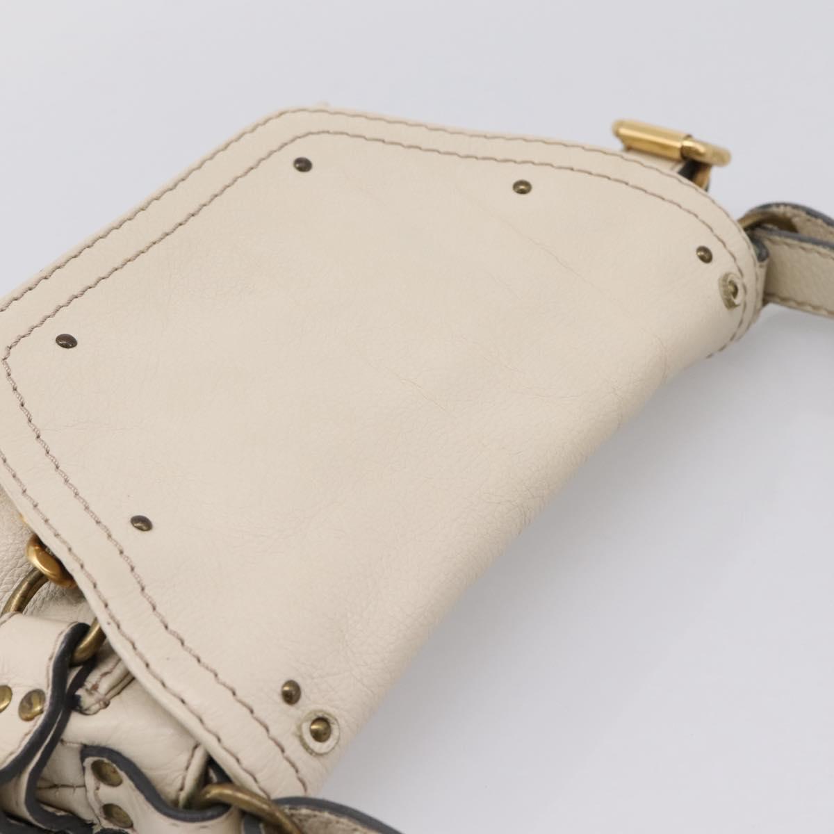 Chloe Paddington Shoulder Bag Leather Outlet White Gold Tone Auth BA15569V