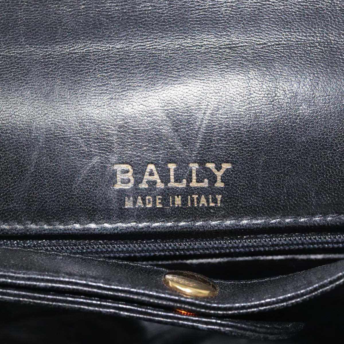 BALLY Quilted Shoulder Bag Leather Black Gold Auth BA1557