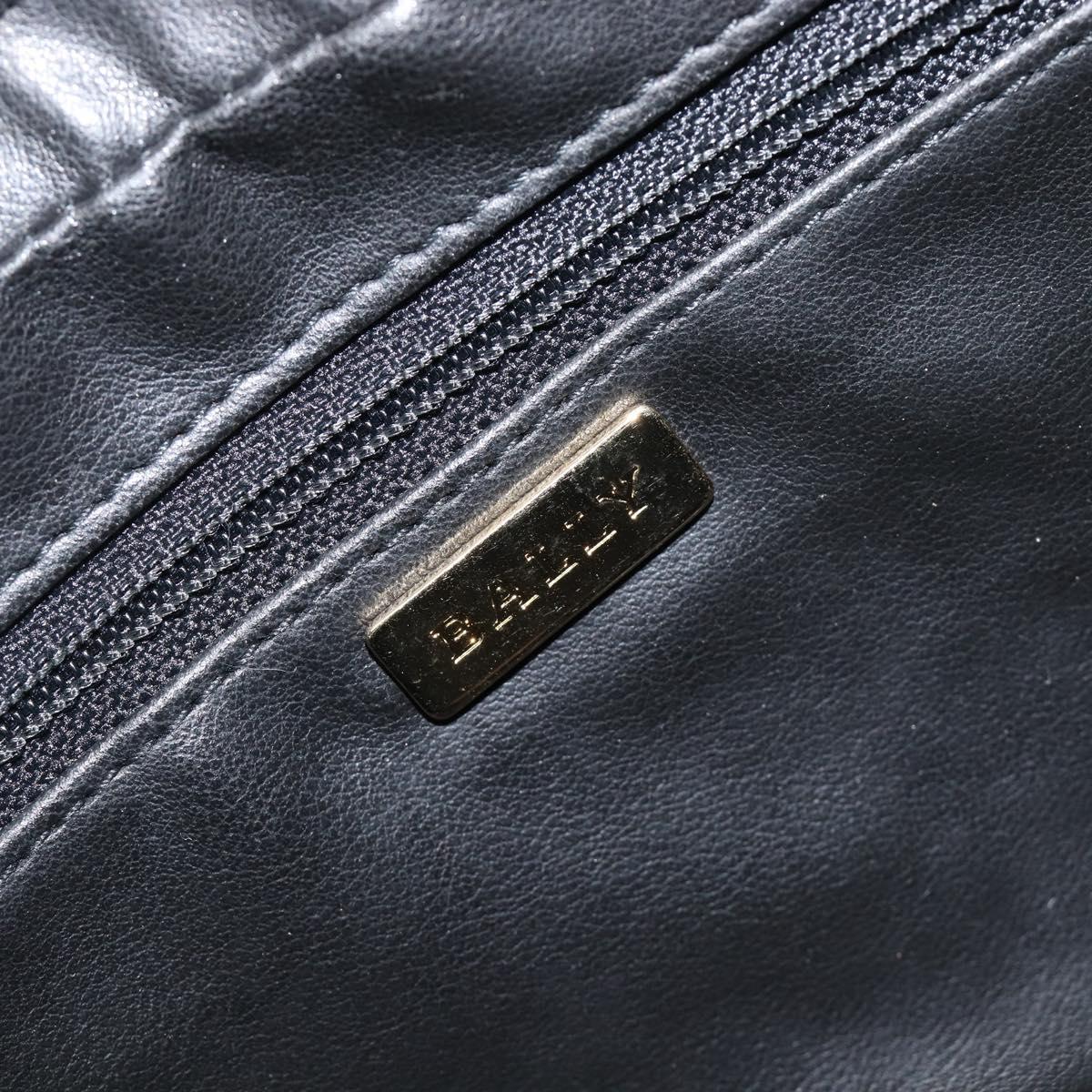 BALLY Chain Shoulder Bag Leather Black Gold Tone Auth BA15570A