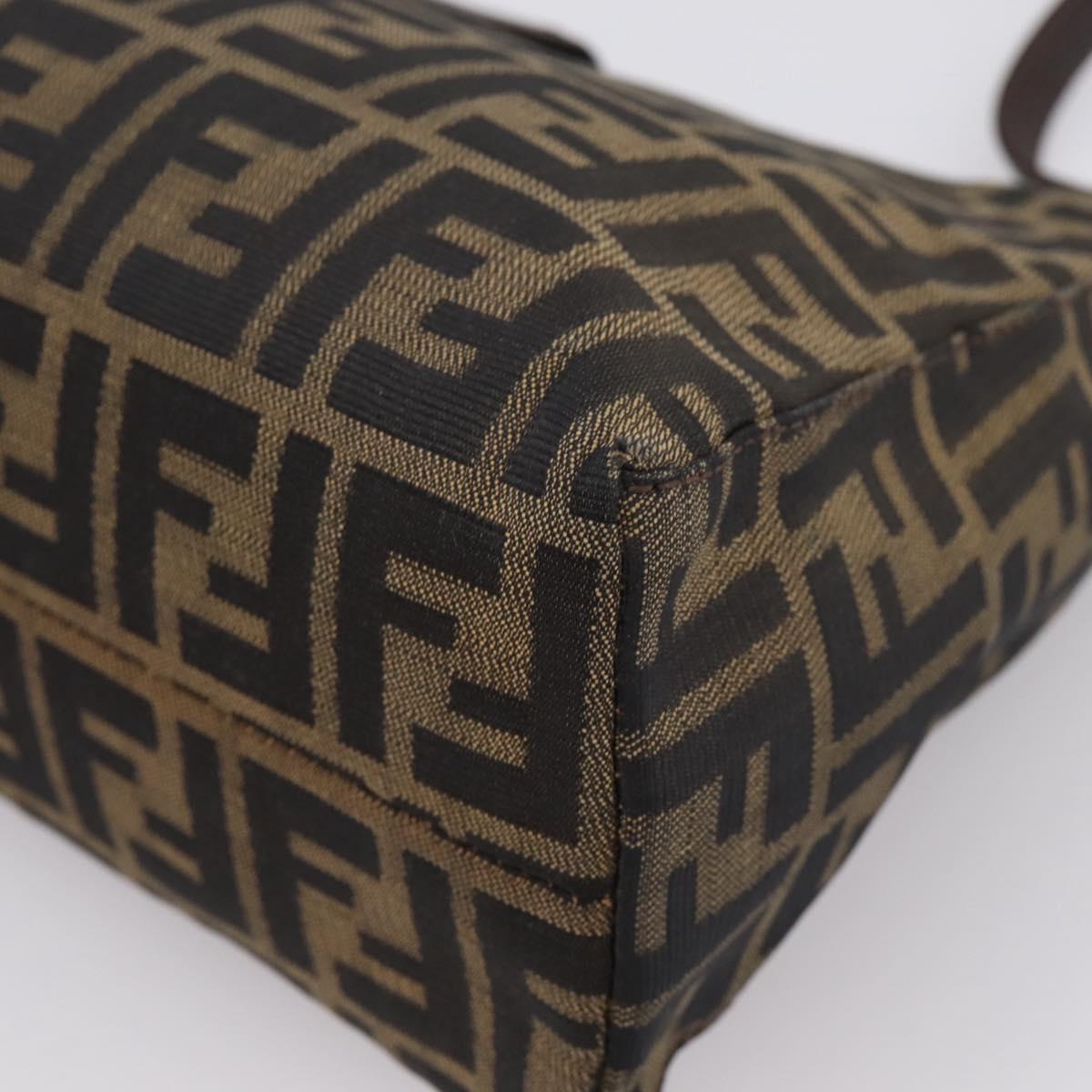 FENDI Zucca Canvas Mamma Baguette Shoulder Bag Black Silver Auth BA15572A