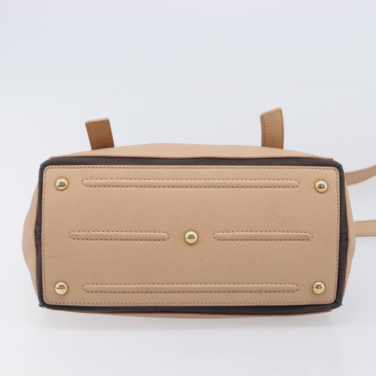 SAINT LAURENT Muse To Hand Bag Leather 2way Beige Gold Tone 283761 Auth BA15574A
