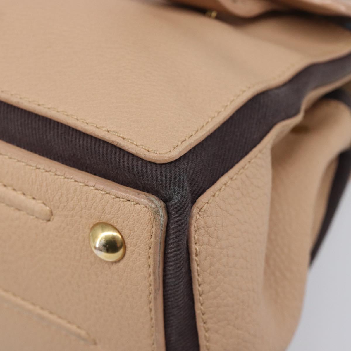 SAINT LAURENT Muse To Hand Bag Leather 2way Beige Gold Tone 283761 Auth BA15574A